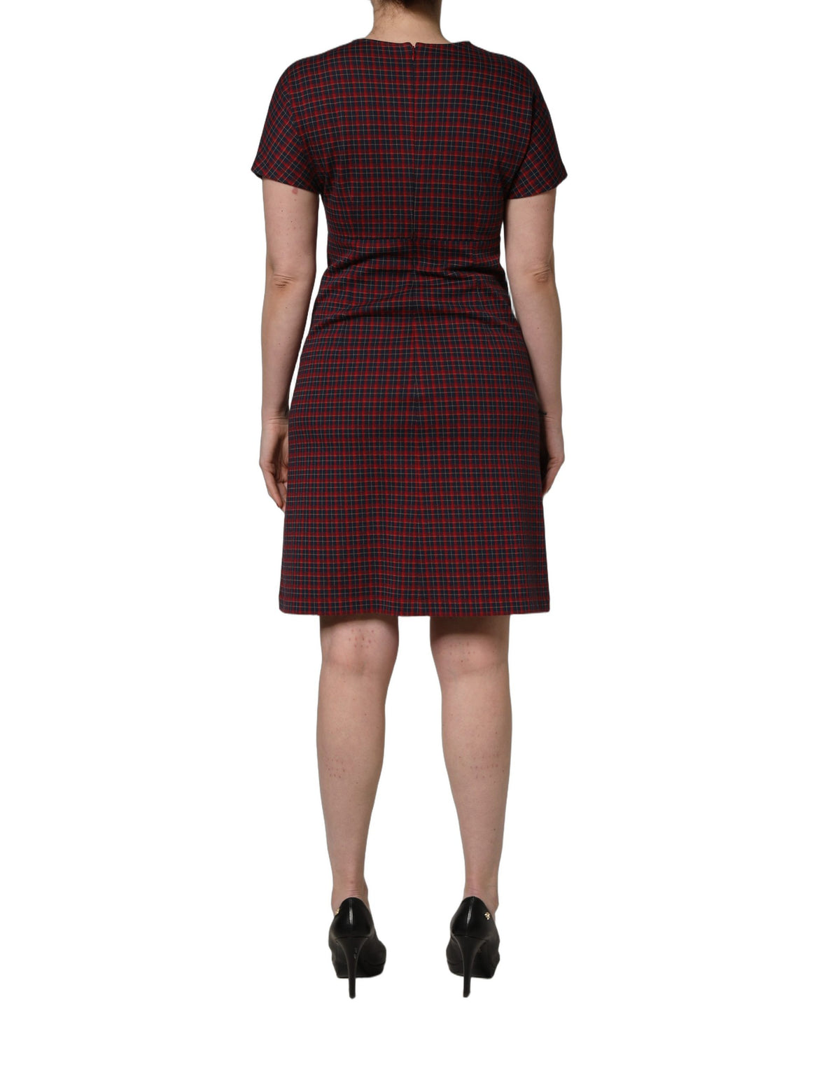 Dolce & Gabbana Red Black Checkered Sheath Dress Couture