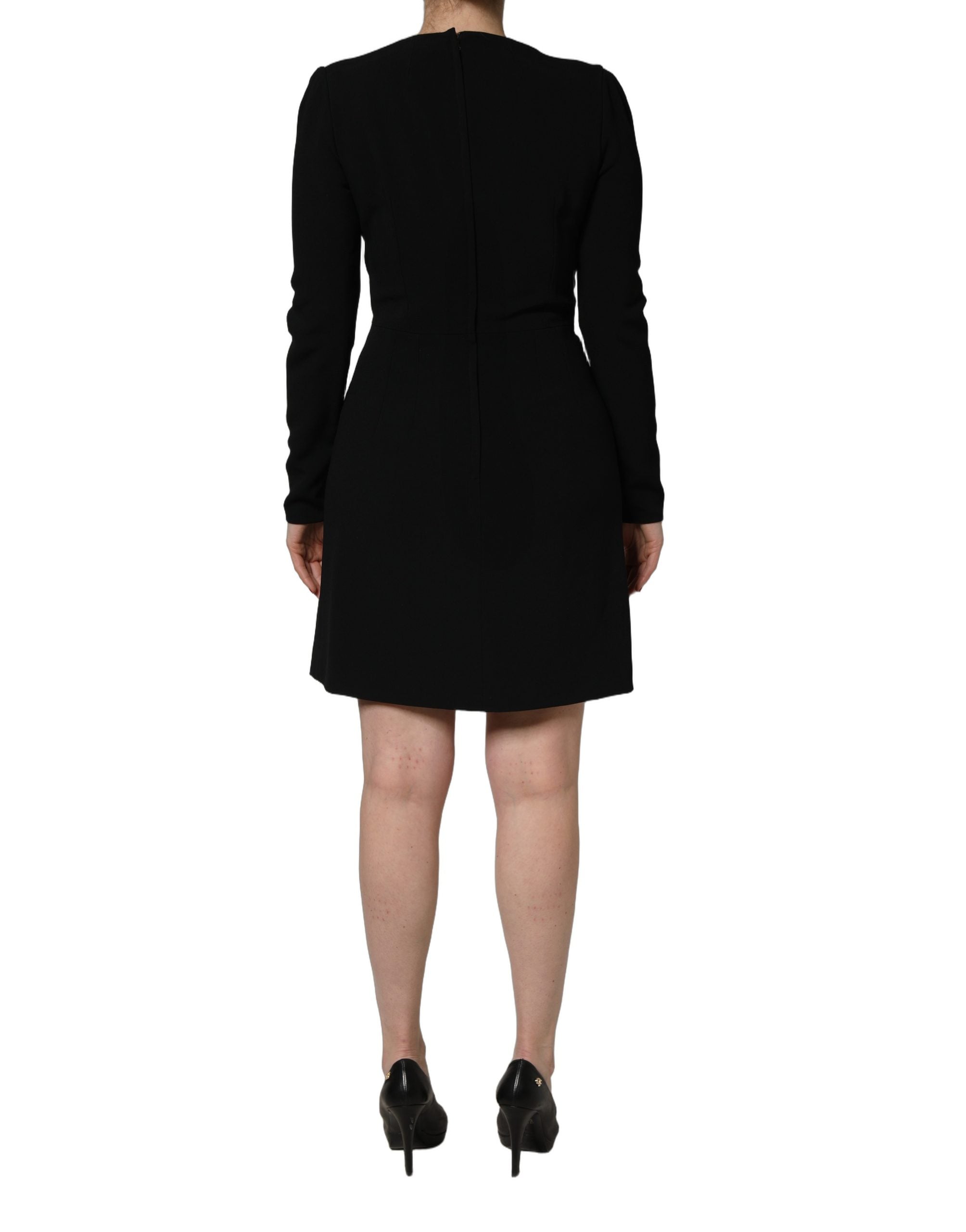 Roberto Cavalli Black Long Sleeves Mini Dress Couture Elegance