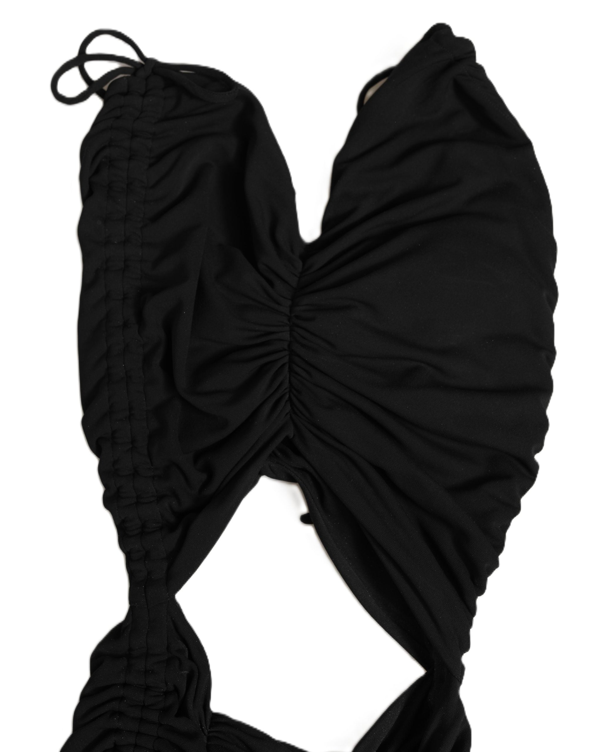 Dolce & Gabbana Black Jersey Cut-Out Ruched Midi Dress