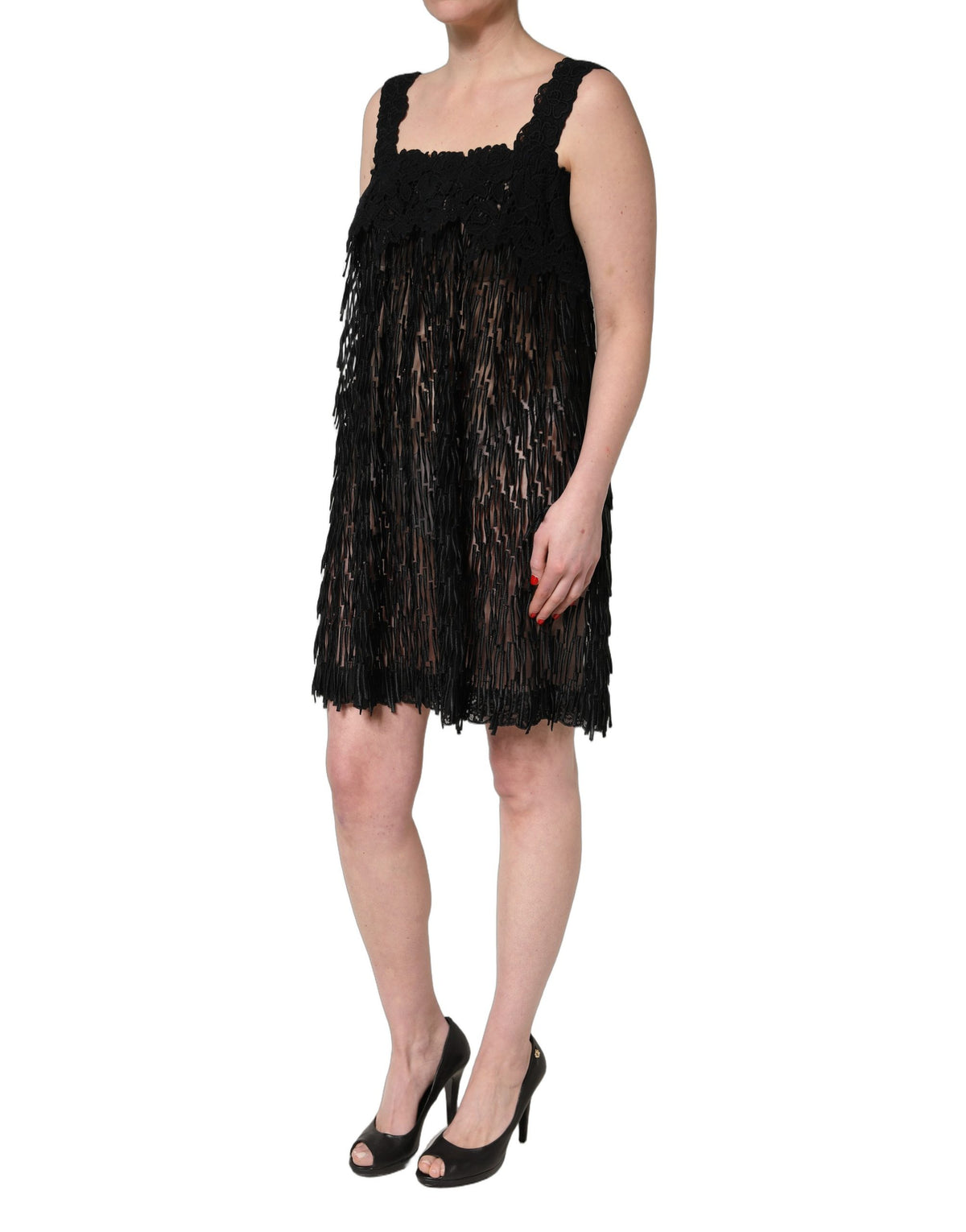 Dolce & Gabbana Black Fringed Mini Dress - Couture Elegance