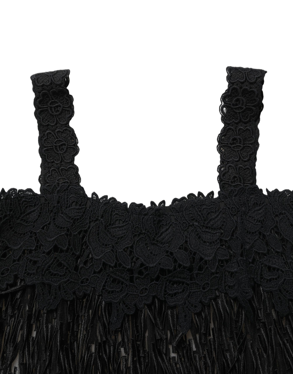 Dolce & Gabbana Black Viscose Fringed Mini Dress - Couture Elegance