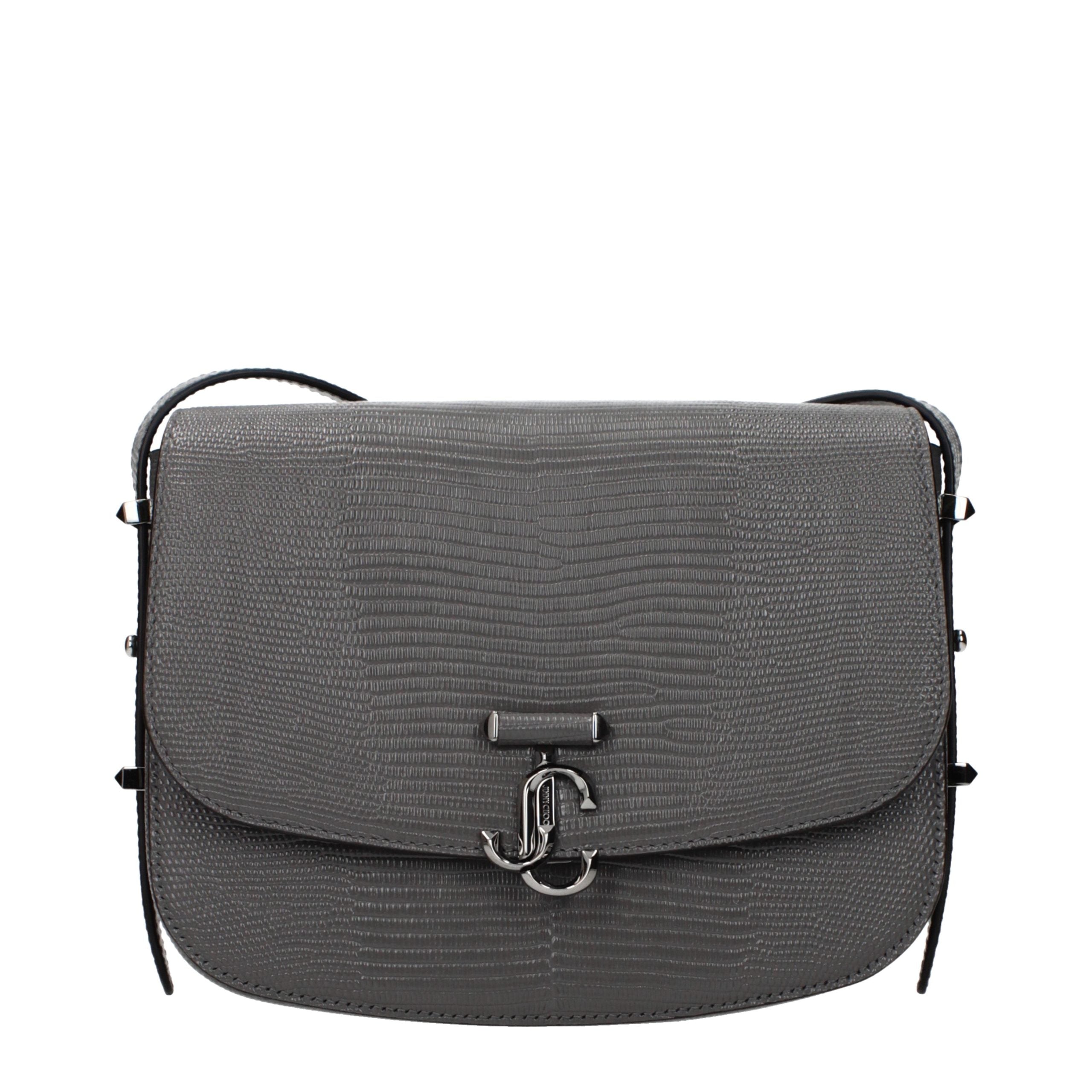 Elevate your style with the Jimmy Choo Gray Leather Crossbody Bag, a luxurious blend of exquisite craftsmanship and timeless allure, perfect for any occasion.