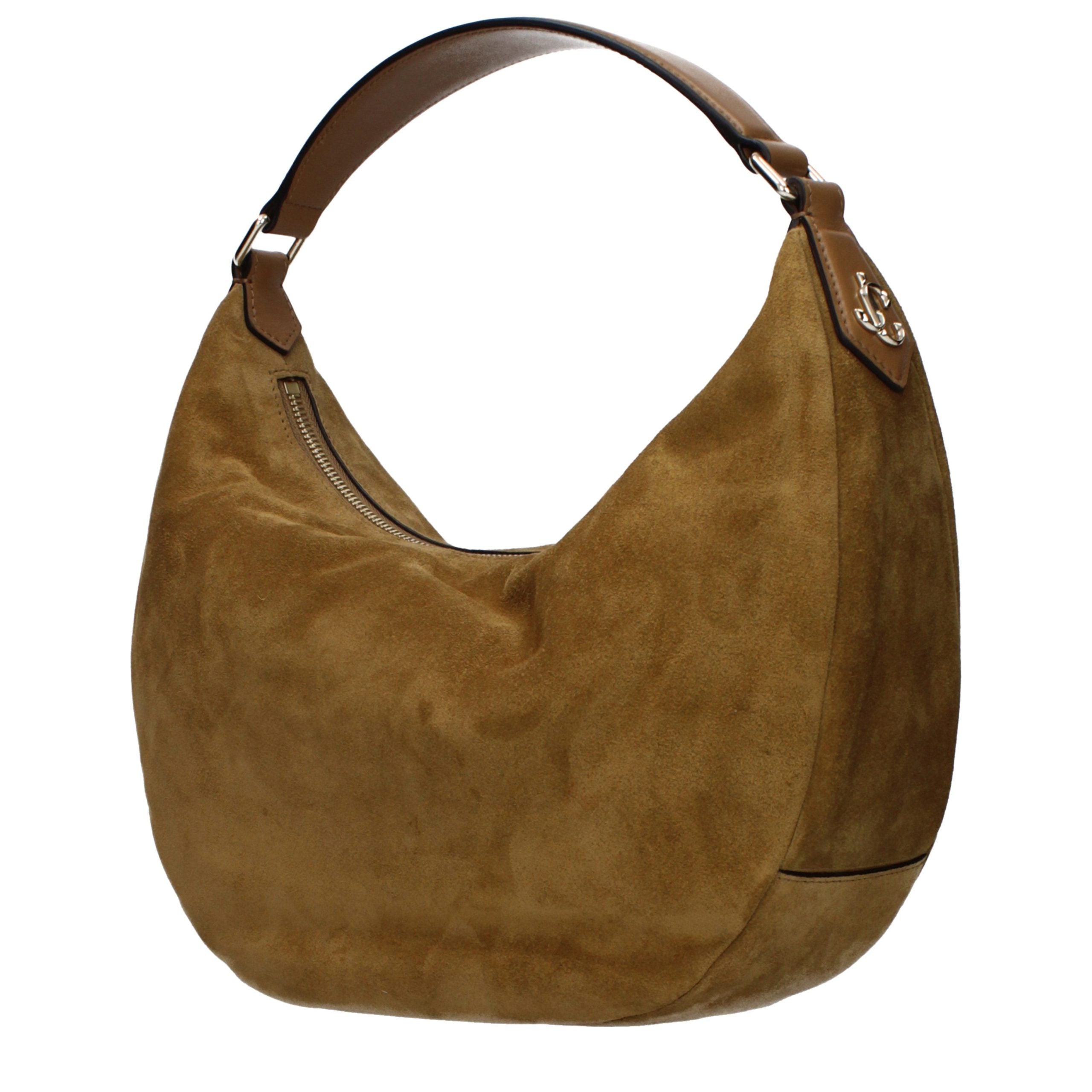 Indulge in the exquisite Jimmy Choo Brown Leather Shoulder Bag, a timeless piece crafted from sumptuous suede, embodying luxury and elegance for every occasion.