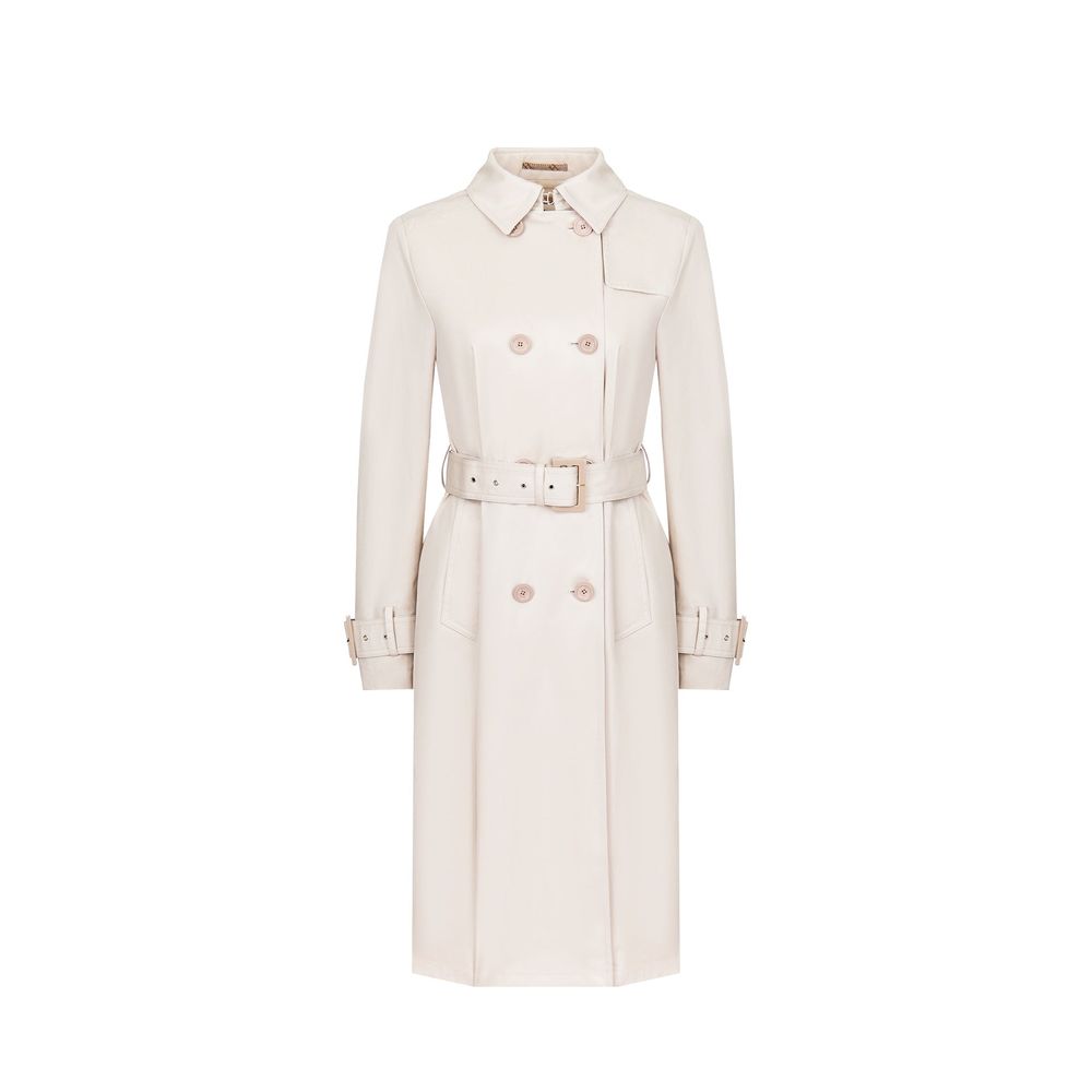 Indulge in the elegance of the Herno White Cotton Coat, crafted in Italy from 100% cotton, a timeless piece that elevates your wardrobe with sophistication and allure.