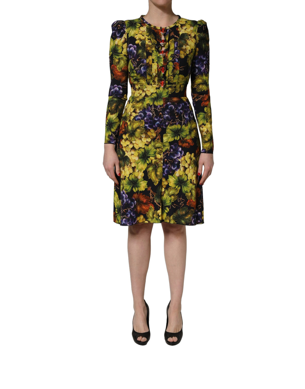 Dolce & Gabbana Multicolor Grape Print Midi Dress - Luxurious Elegance