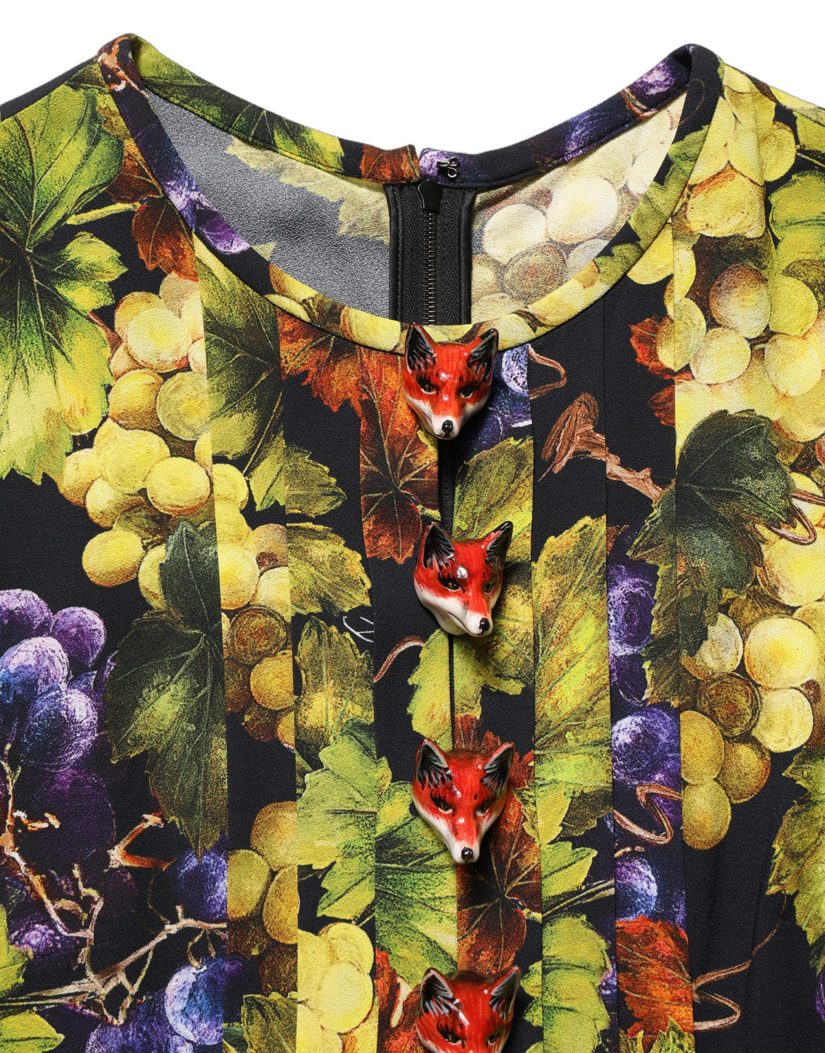 Dolce & Gabbana Multicolor Grape Print Midi Dress - Luxury Couture