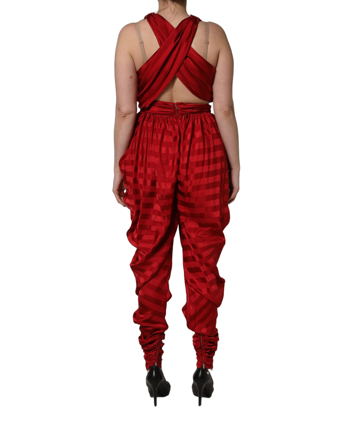 Dolce & Gabbana Red Draped Jumpsuit Dress - Luxury Elegance