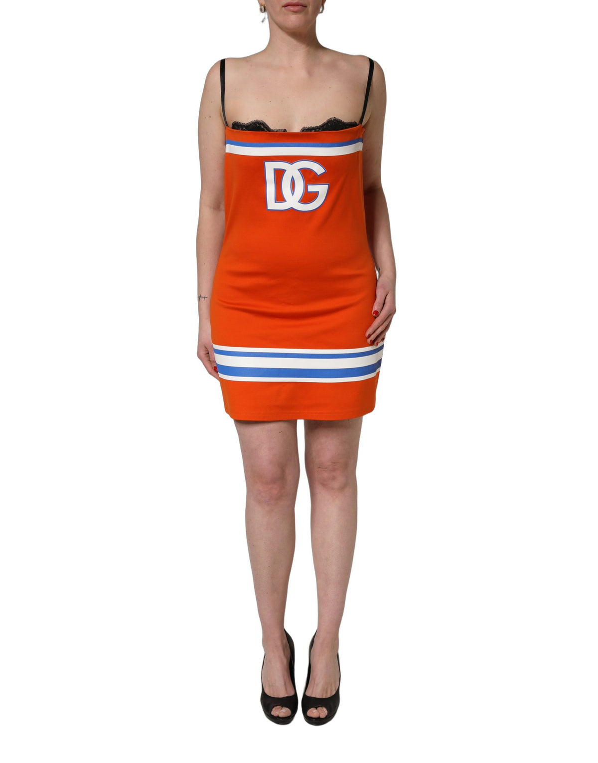Dolce & Gabbana Orange Cotton Superbowl Mini Dress Couture