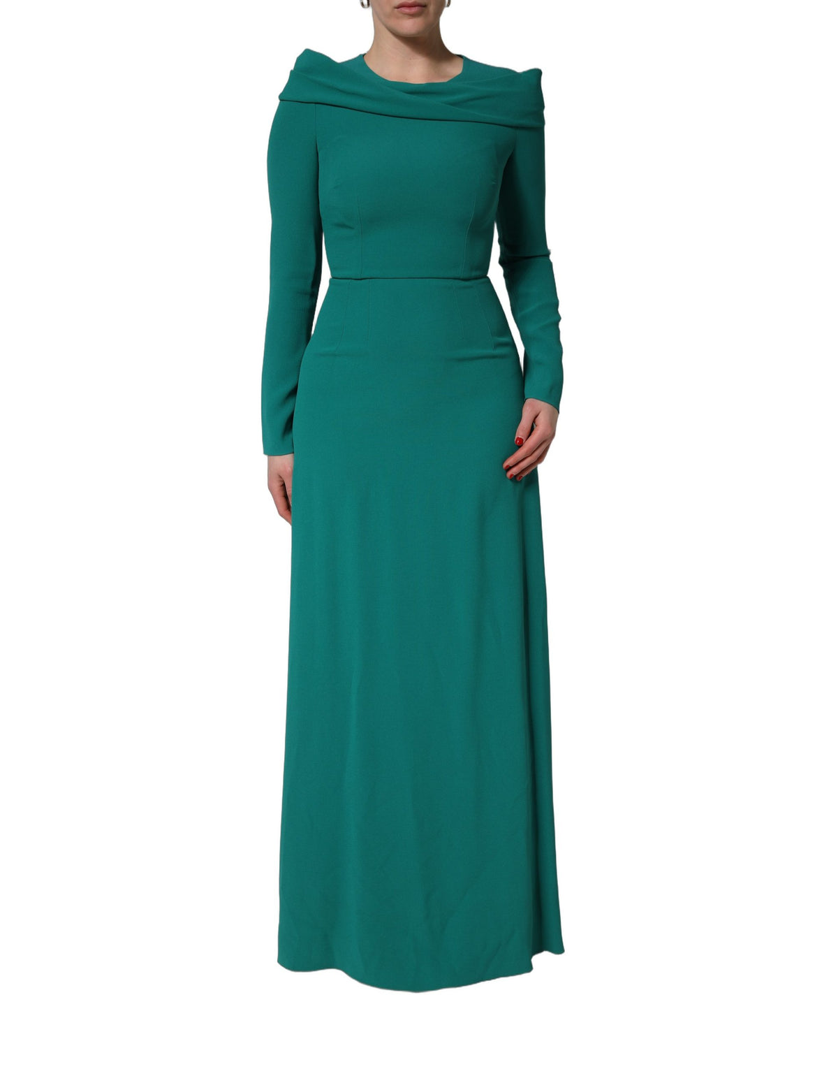 Dolce & Gabbana Green Long Sleeve Gown - Timeless Italian Elegance