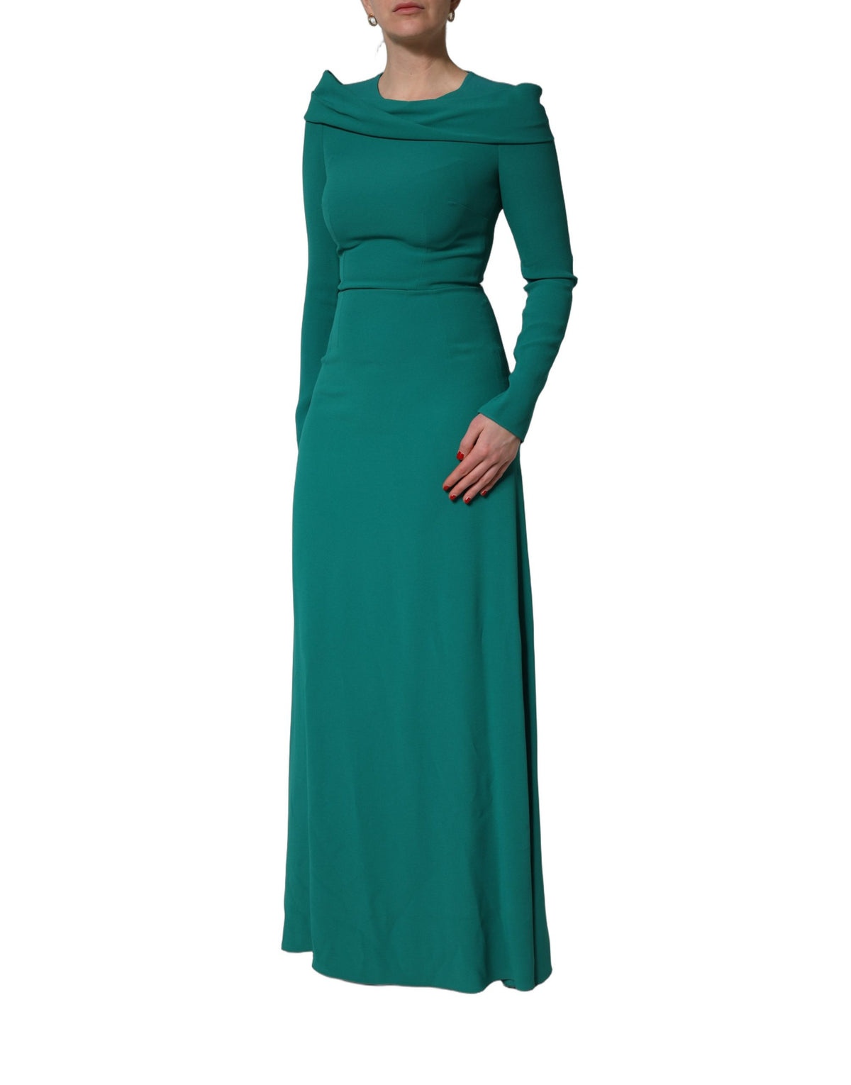 Dolce & Gabbana Green Long Sleeve Gown - Timeless Italian Elegance