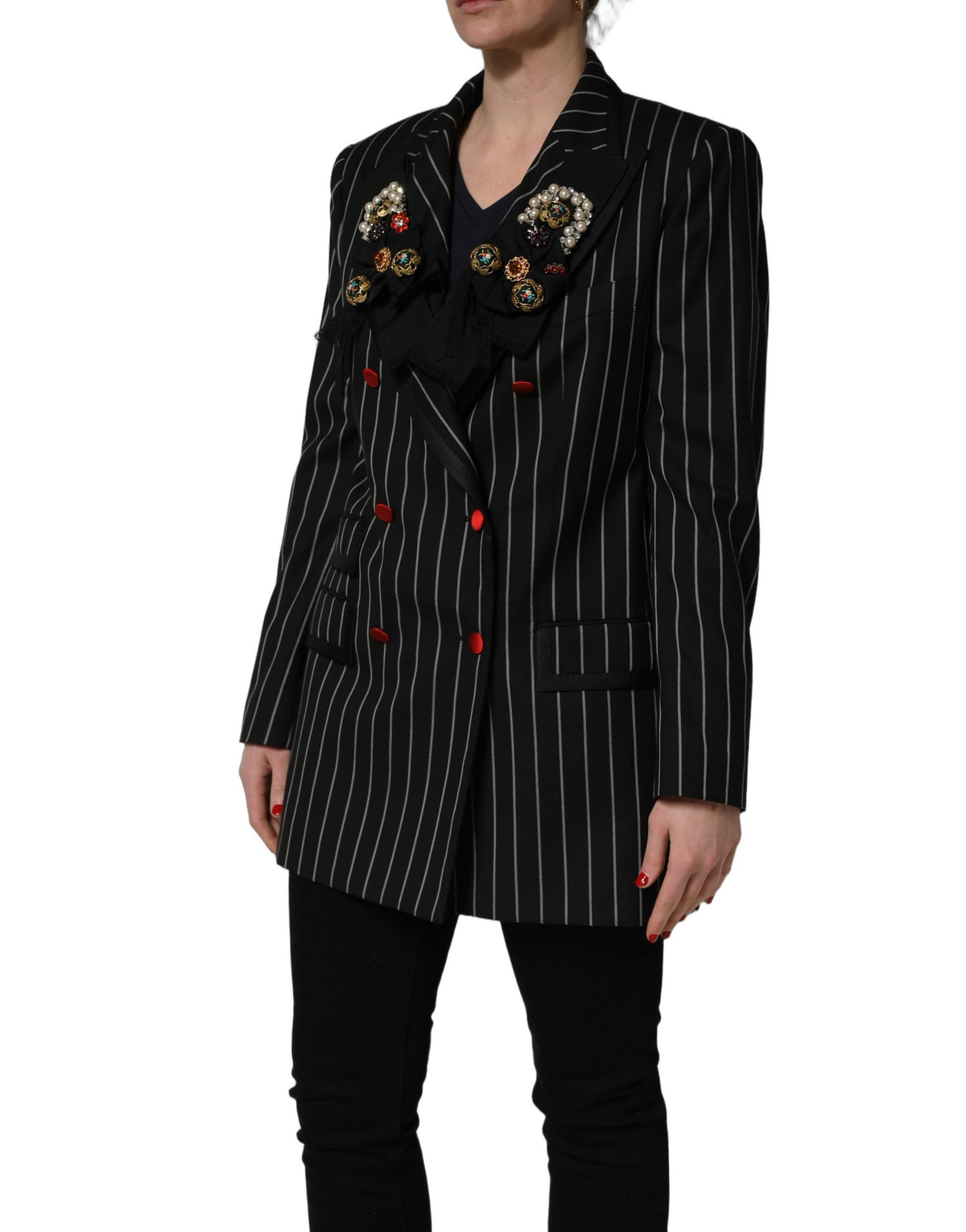 Dolce & Gabbana Black Stripe Double-Breasted Blazer Couture
