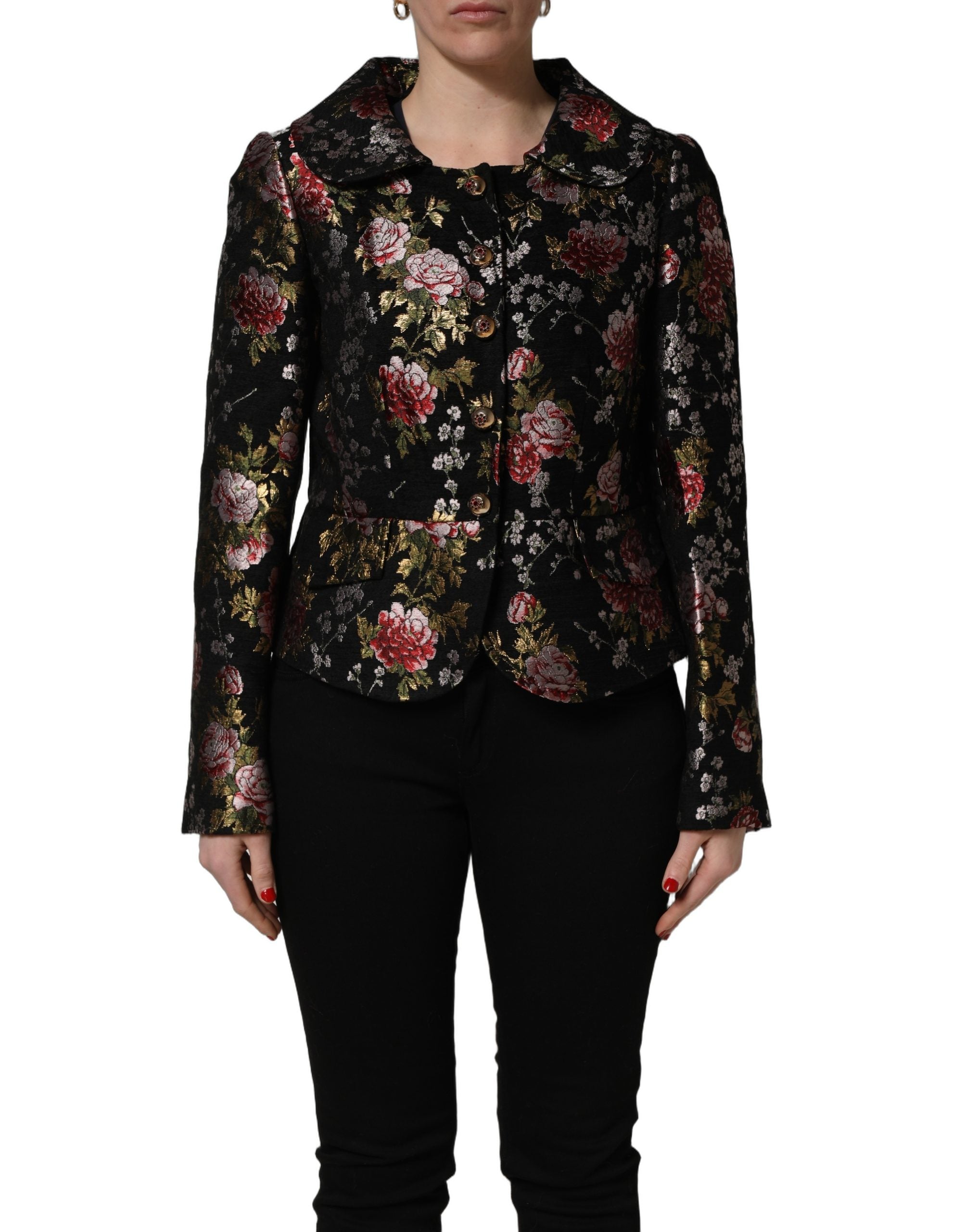 Elevate your wardrobe with the Dolce & Gabbana Multicolor Floral Brocade Blazer, a masterpiece of Italian craftsmanship that embodies luxury and sophistication.