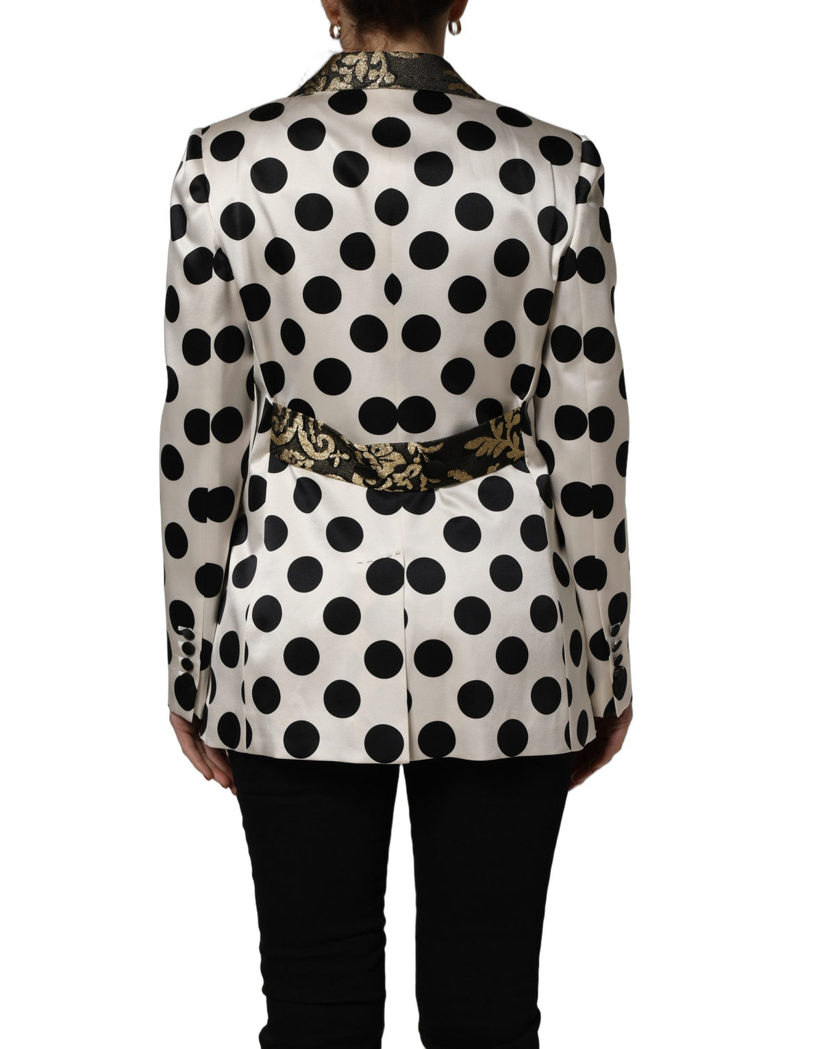 Dolce & Gabbana White Brocade Polka-Dot Blazer Jacket Couture