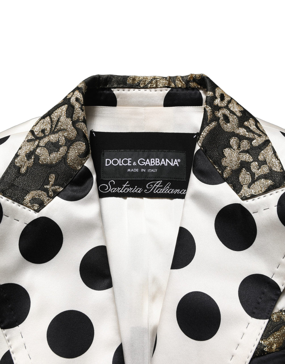 Dolce & Gabbana White Brocade Polka-Dot Blazer Jacket Couture