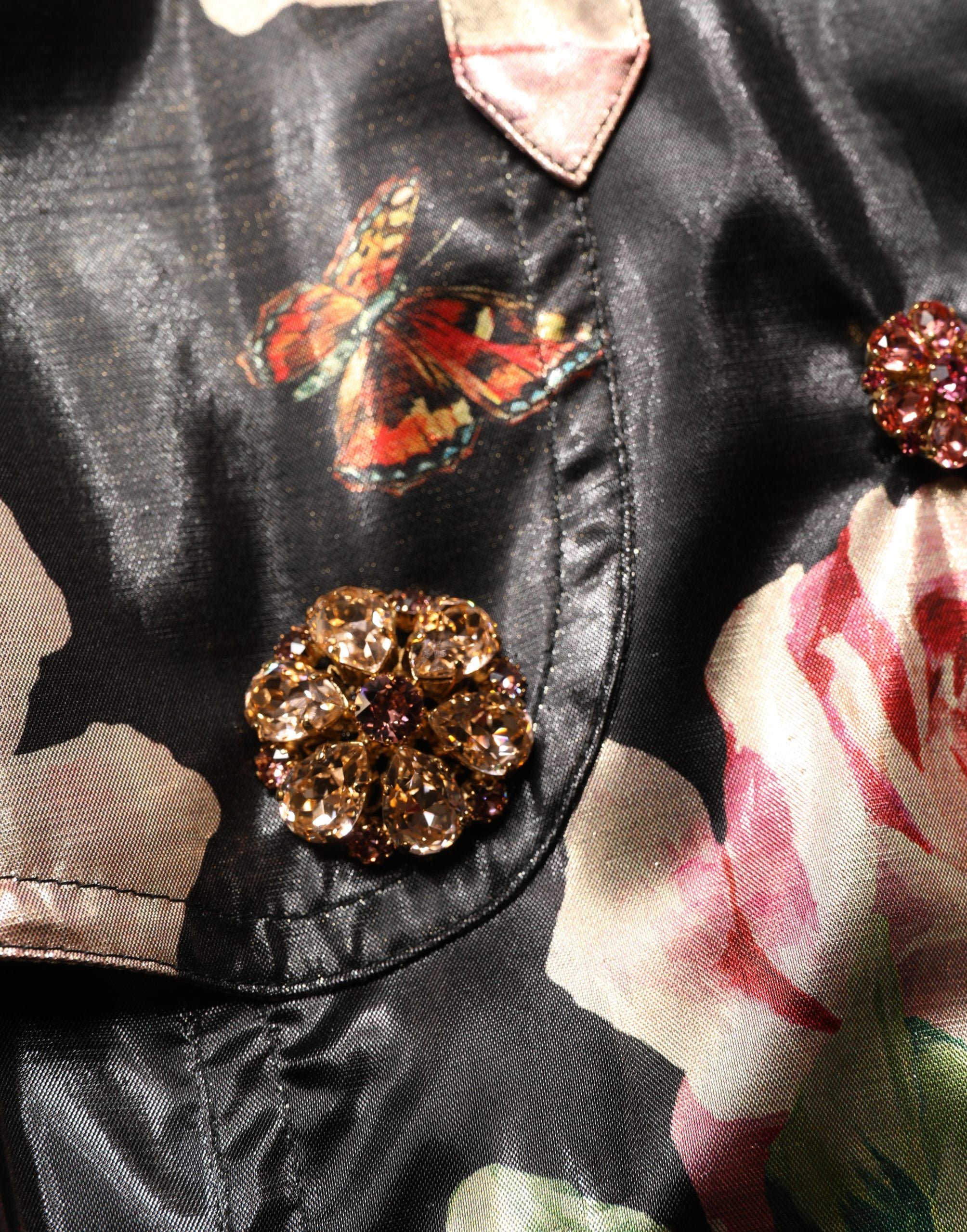 Dolce & Gabbana Black Floral Belted Trench Coat - Timeless Luxury