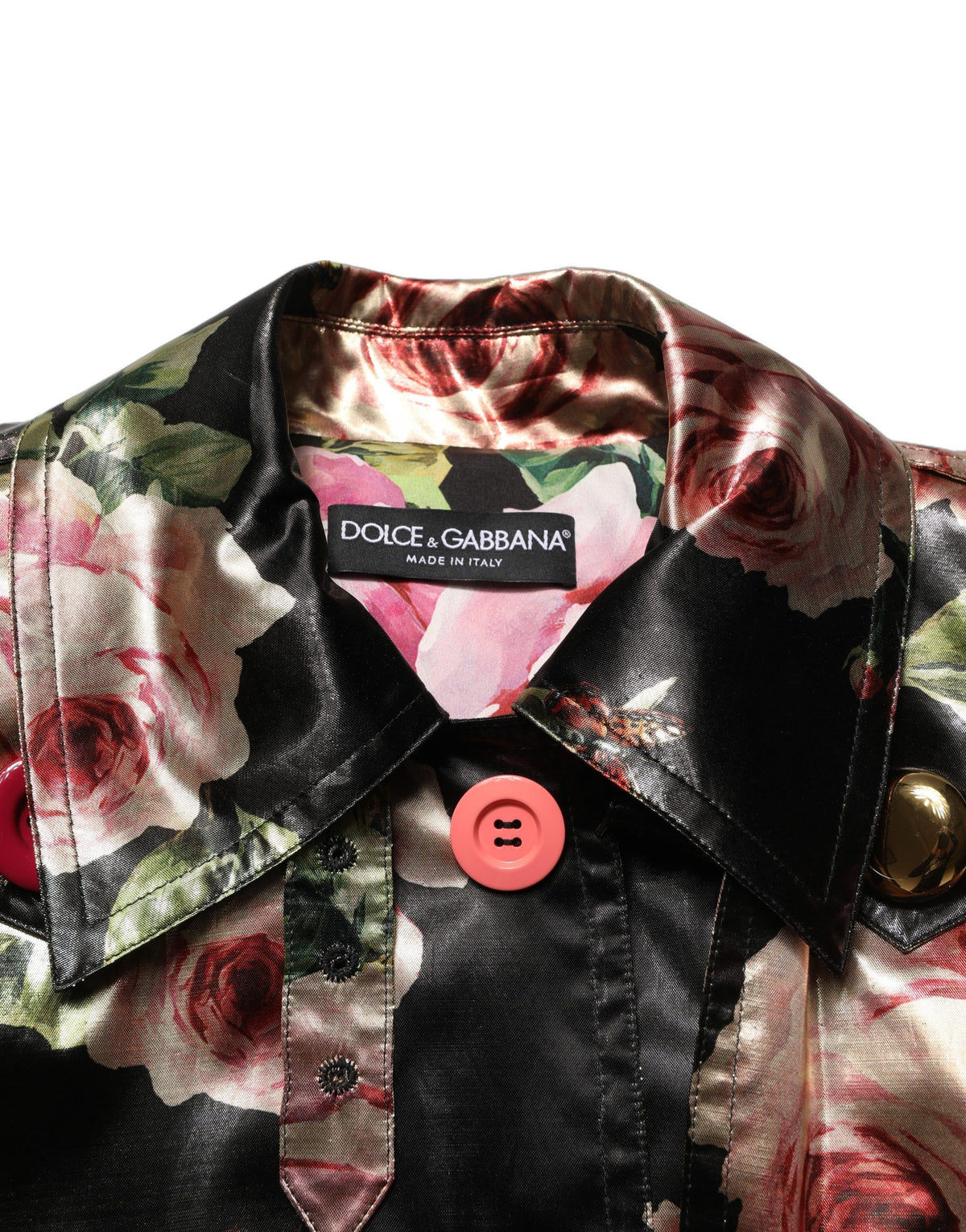 Dolce & Gabbana Black Floral Belted Trench Coat - Couture Elegance