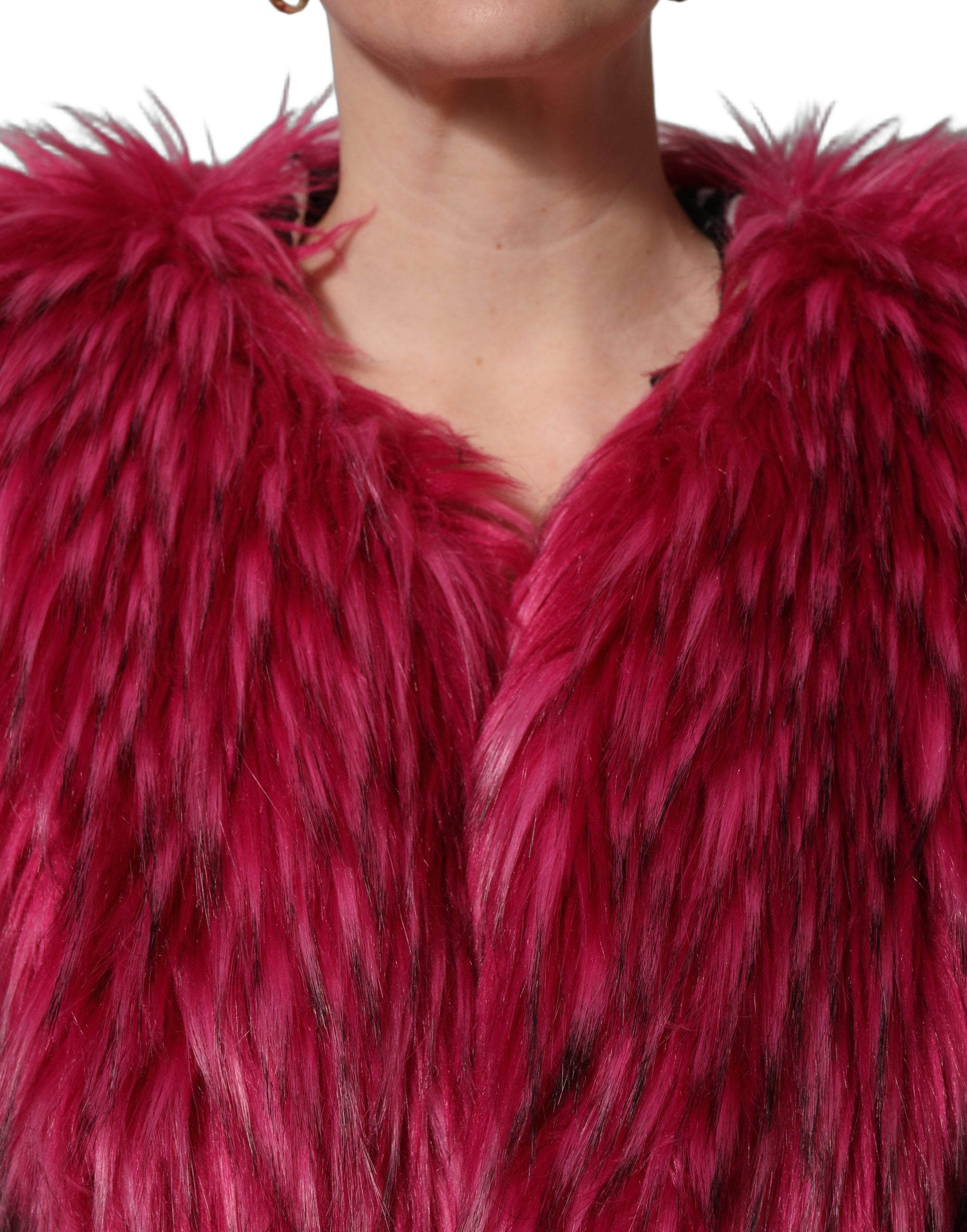 Dolce & Gabbana Fuchsia Belted Faux-Fur Trench Coat - Couture