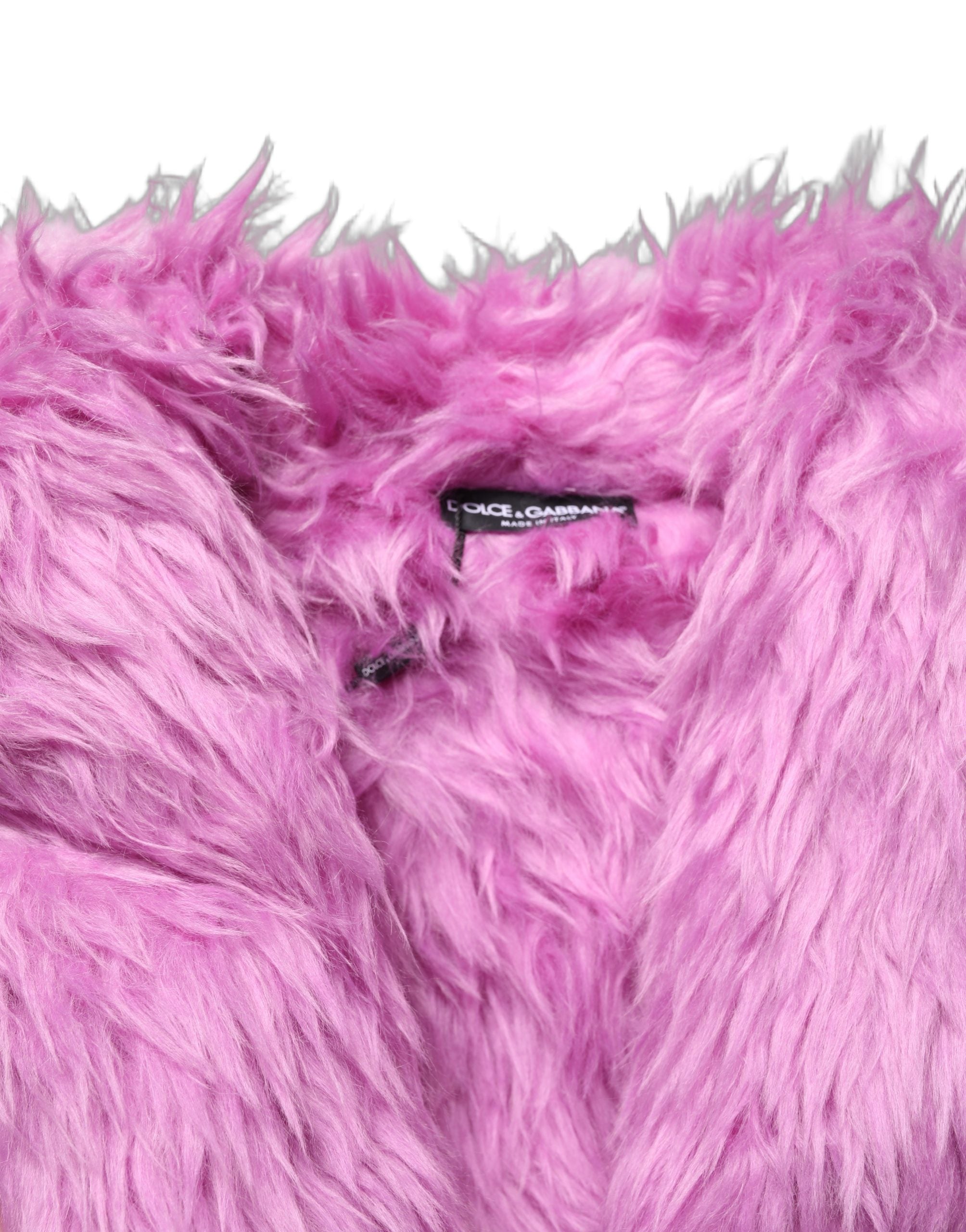 Dolce & Gabbana Pink Plush Faux Fur Coat - Luxurious Elegance