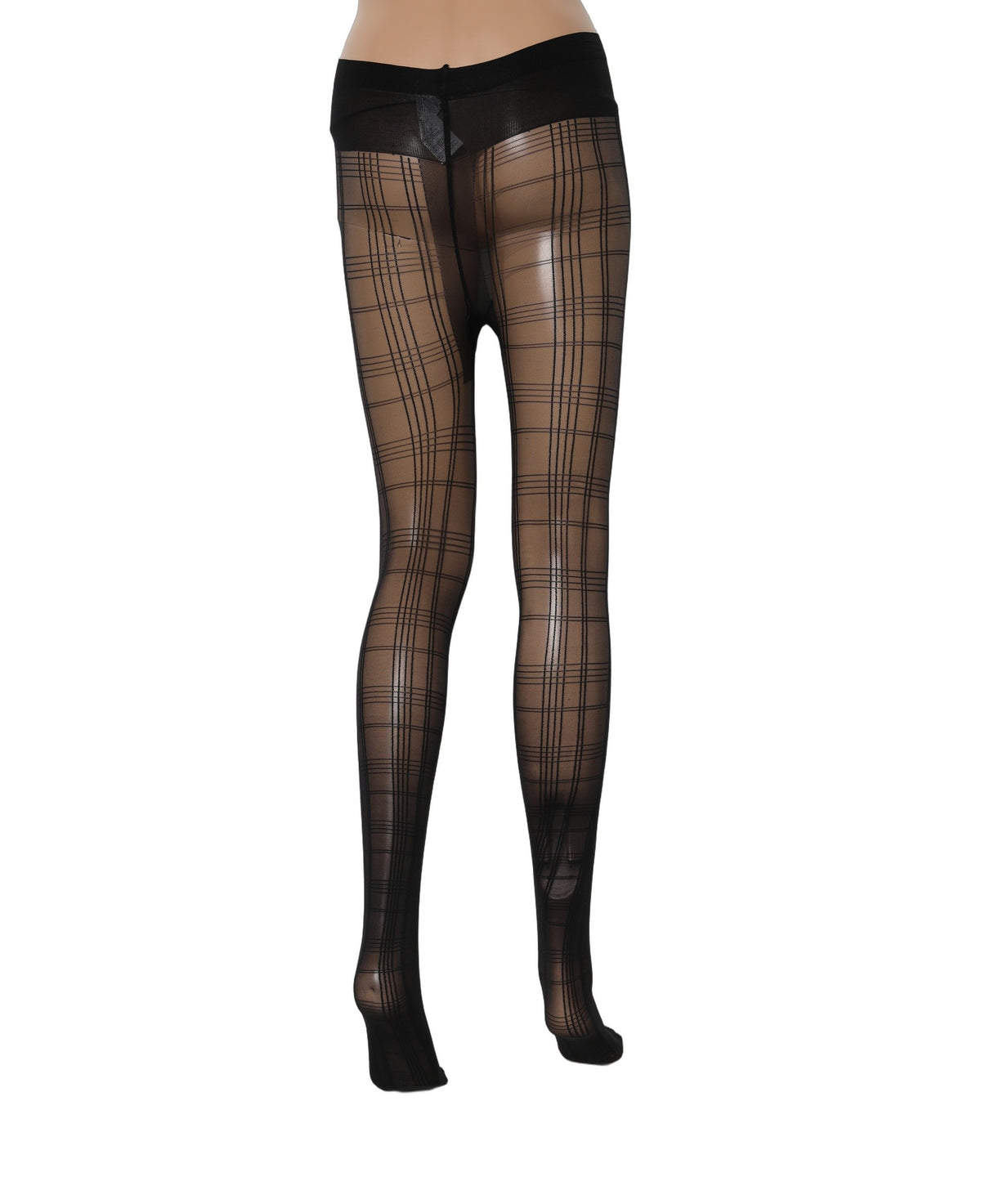 Dolce & Gabbana Black Nylon Tartan Pattern Tights - Couture Luxury