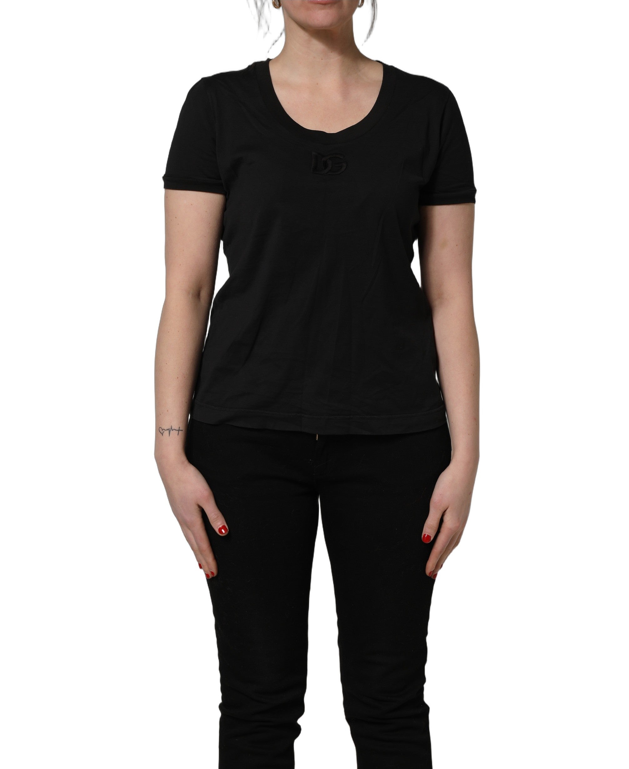 Dolce & Gabbana Black Cotton T-shirt - Artisanal Luxury Elegance
