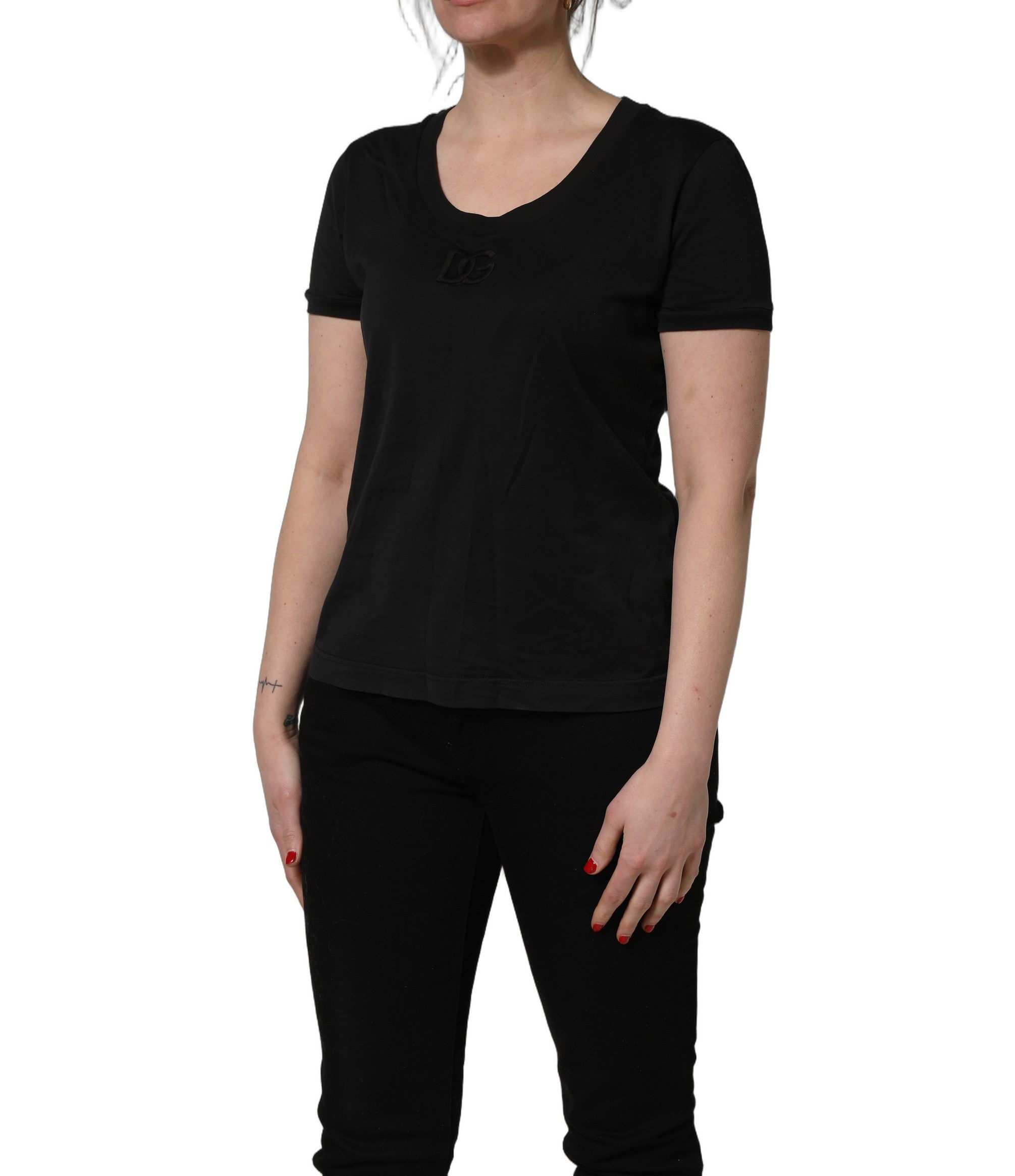 Dolce & Gabbana Black Cotton Short-Sleeve T-shirt - Artisanal Luxury