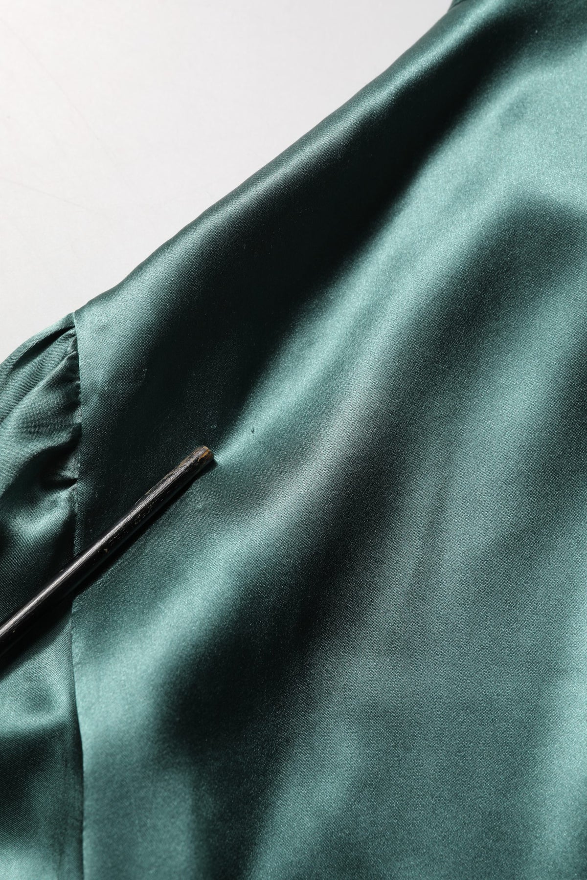 Dolce & Gabbana Dark Green Silk Satin Blouse Couture Elegance