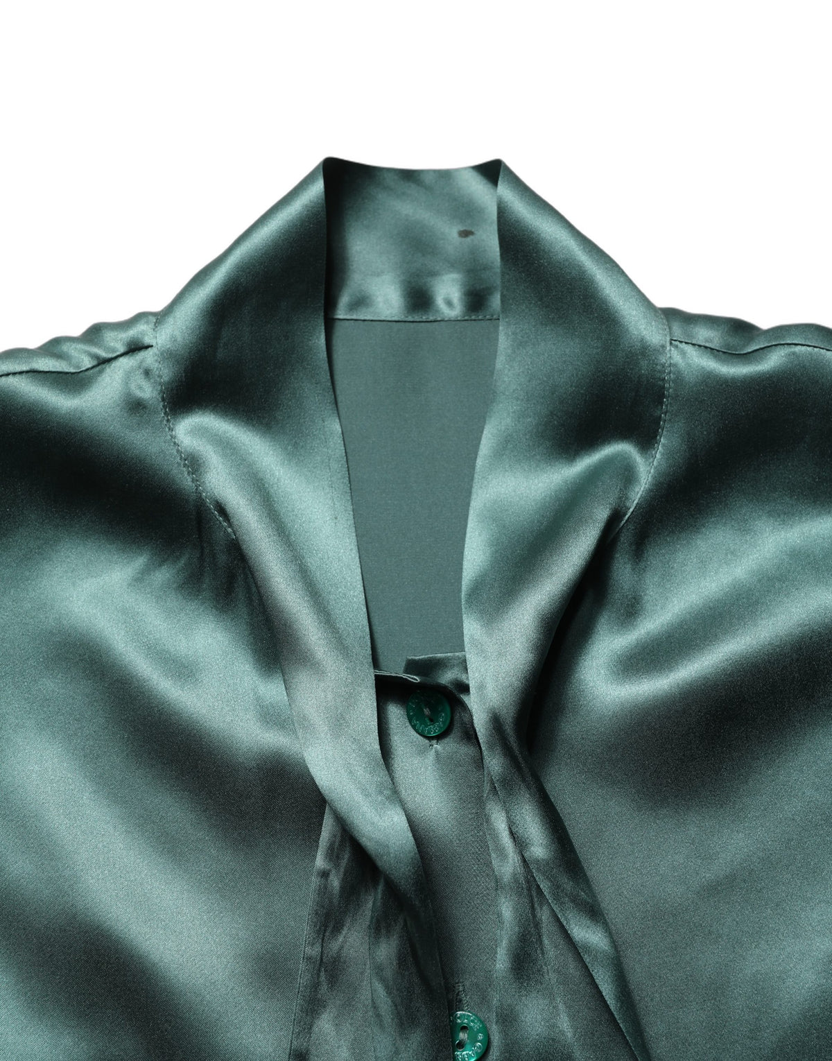 Dolce & Gabbana Dark Green Silk Satin Blouse Couture