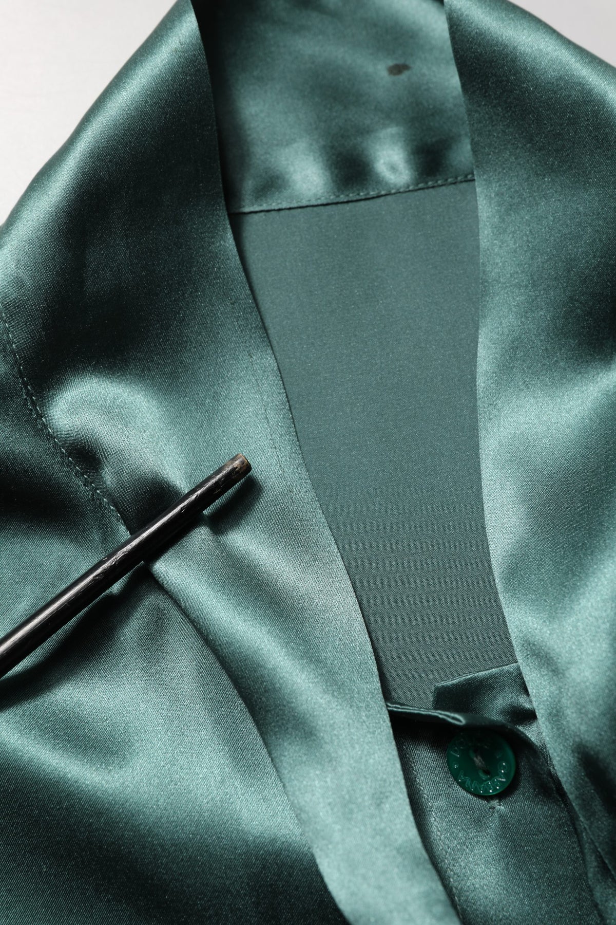 Dolce & Gabbana Dark Green Silk Satin Blouse Couture Luxury