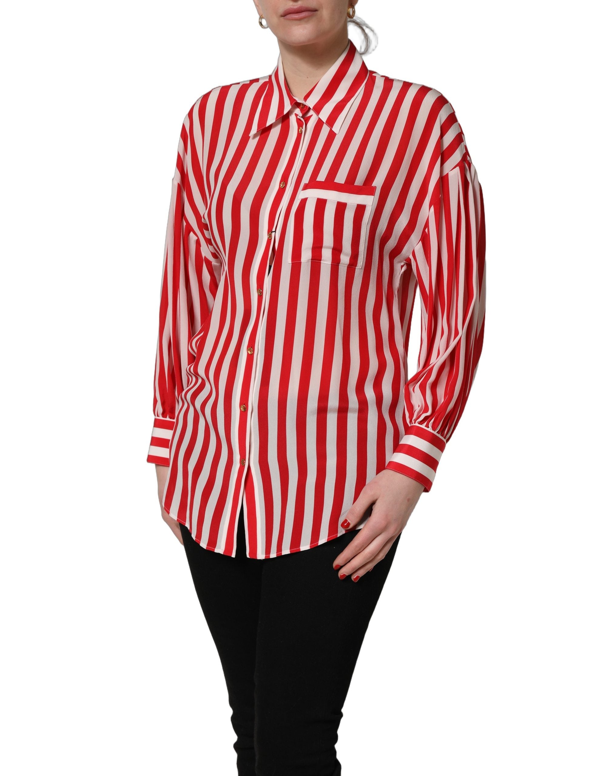 Dolce & Gabbana Silk Striped Blouse - Timeless Luxury Elegance