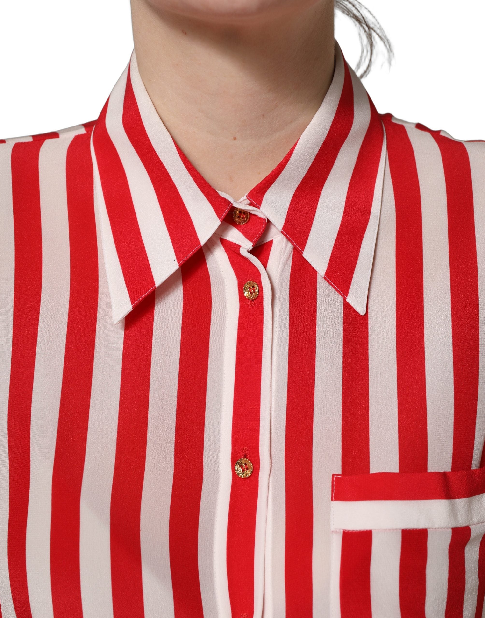 Dolce & Gabbana Silk Striped Blouse - Timeless Luxury Elegance