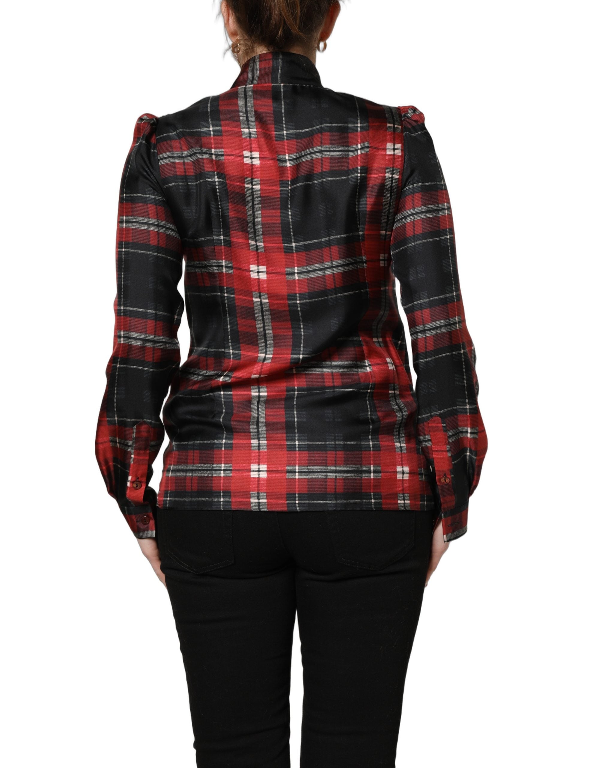 Dolce & Gabbana Silk Tie-Neck Blouse - Timeless Elegance