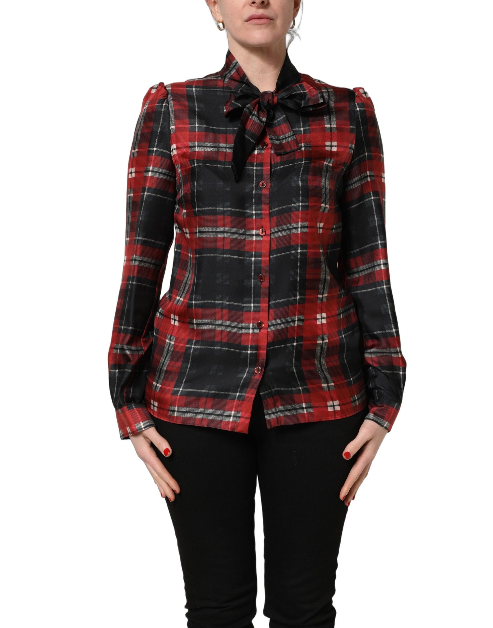 Dolce & Gabbana Silk Tie-Neck Blouse - Timeless Elegance