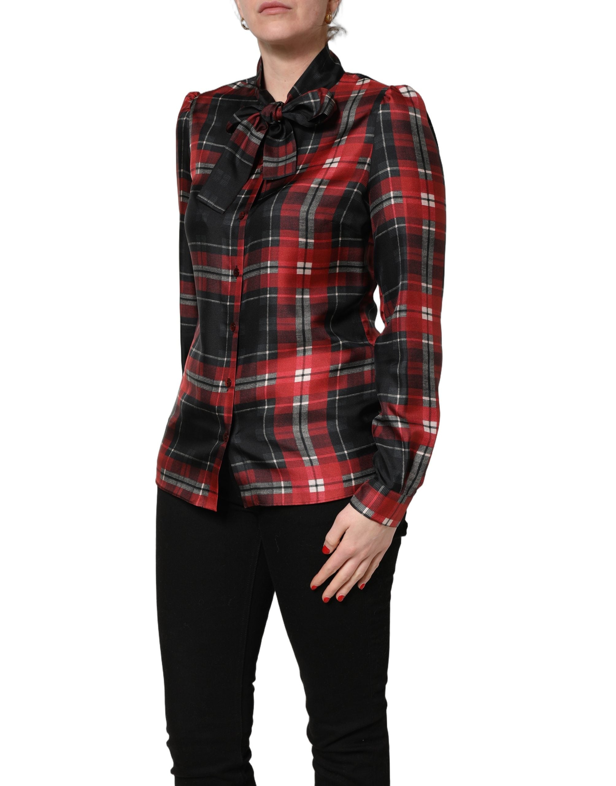 Dolce & Gabbana Silk Tie-Neck Blouse - Timeless Elegance