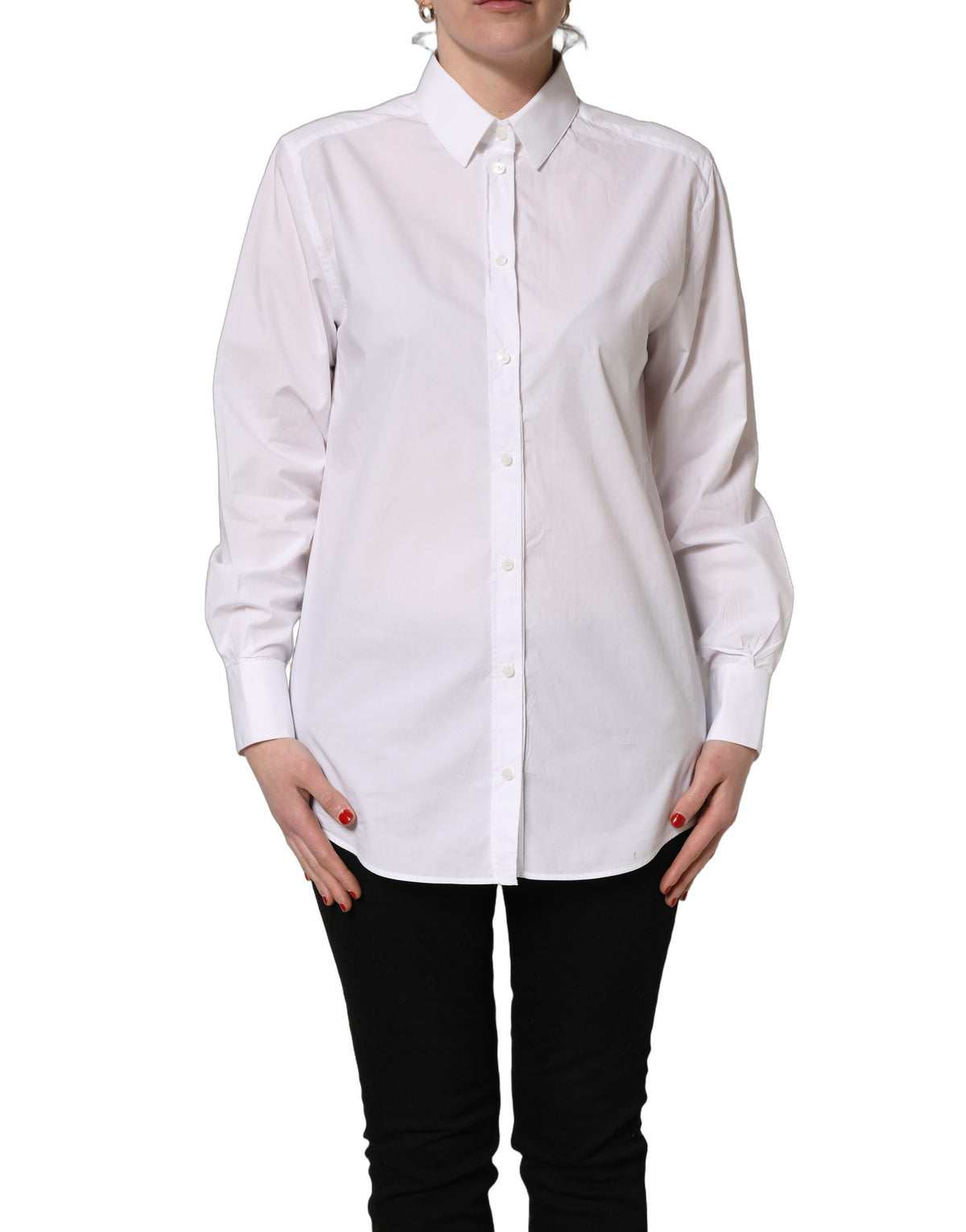 Dolce & Gabbana White Cotton Long Sleeve Button-Up Shirt Couture