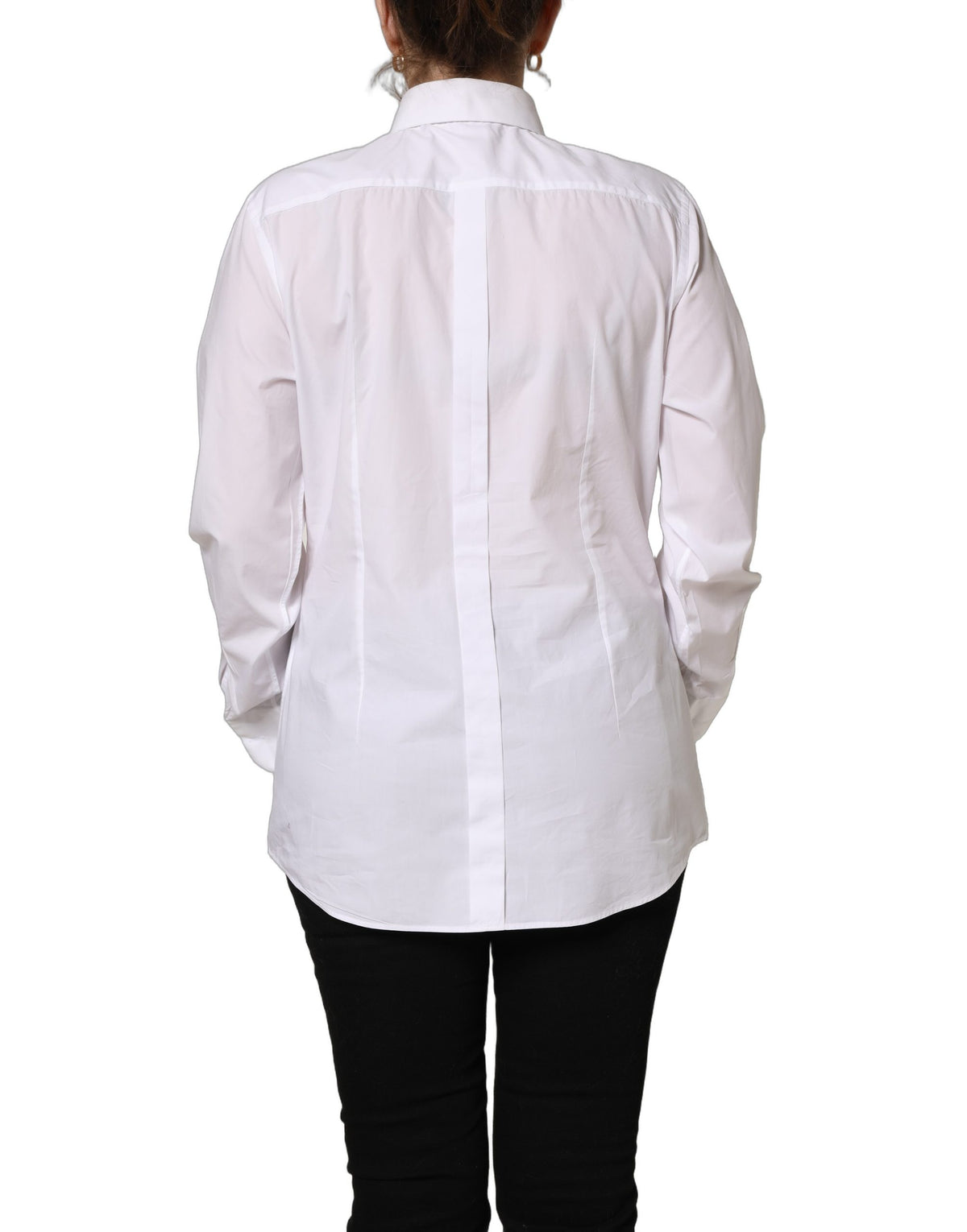 Dolce & Gabbana White Cotton Long Sleeve Button-Up Shirt Couture