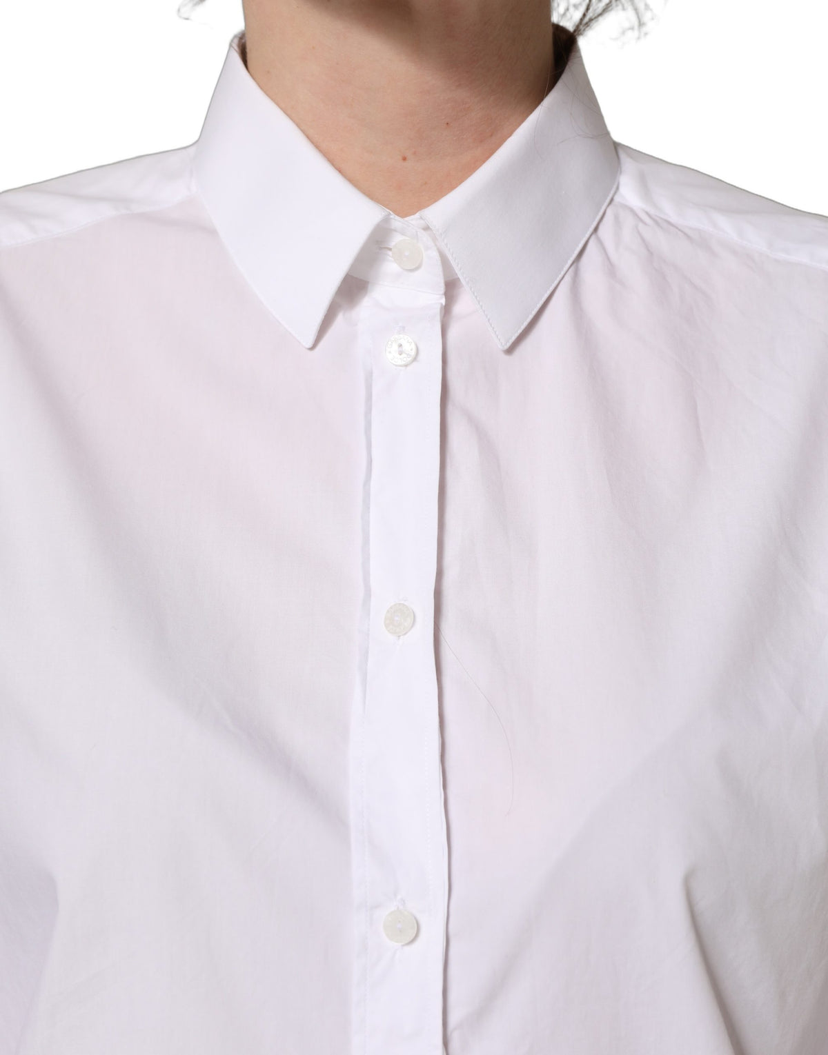Dolce & Gabbana White Cotton Long Sleeve Button-Up Shirt Couture