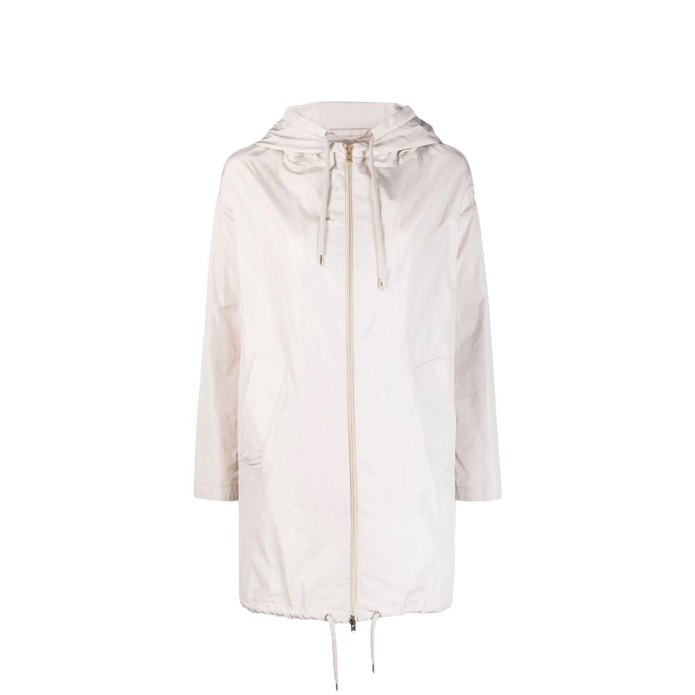Discover the Herno White Polyester Coat, a testament to Italian craftsmanship, blending elegance with functionality for the discerning individual.