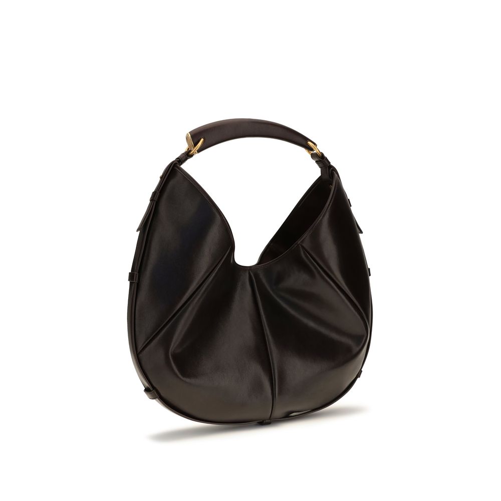 Discover the Saint Laurent Brown Calf Leather Bos Taurus Shoulder Bag, a masterpiece of soft suede and refined craftsmanship, perfect for elevating any ensemble.