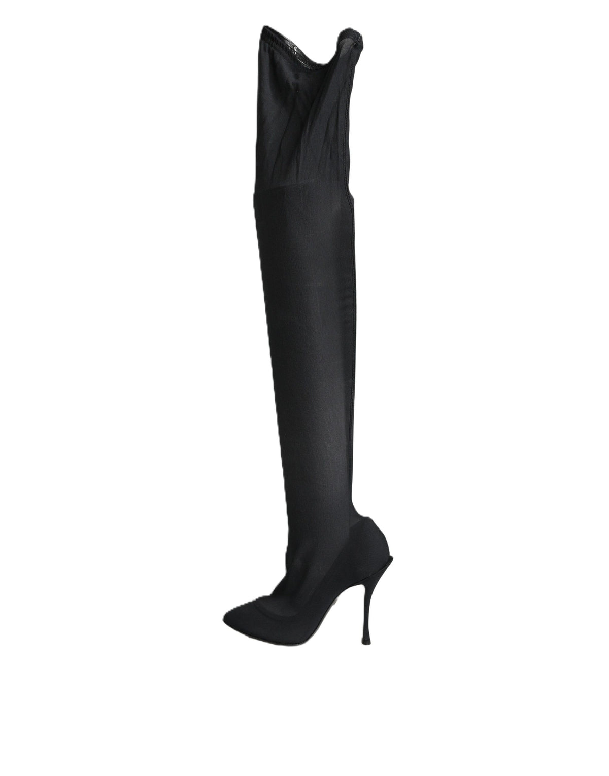 Dolce & Gabbana Black Stretch Socks Knee High Boots - Luxury Elegance