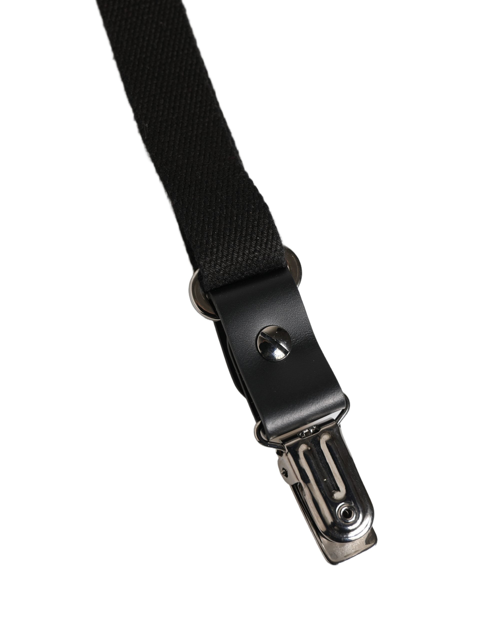 Dolce & Gabbana Black Cotton Leather Y-back Suspender Couture