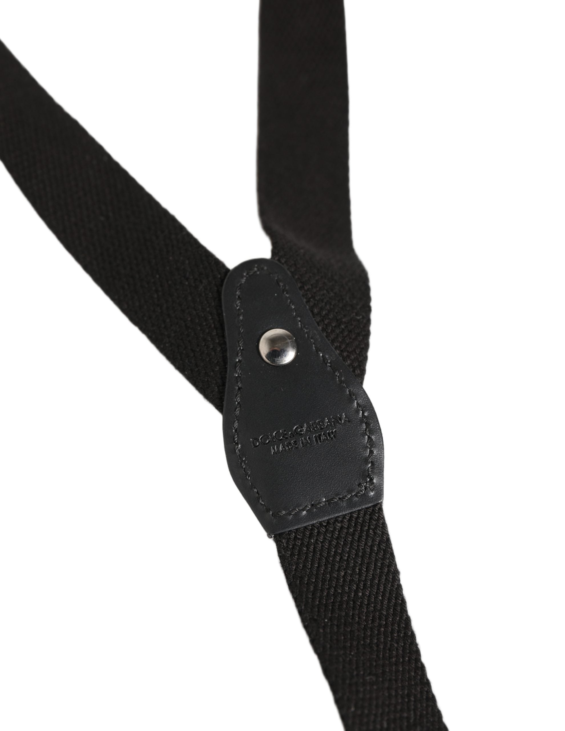 Dolce & Gabbana Black Cotton Leather Y-back Suspender Couture