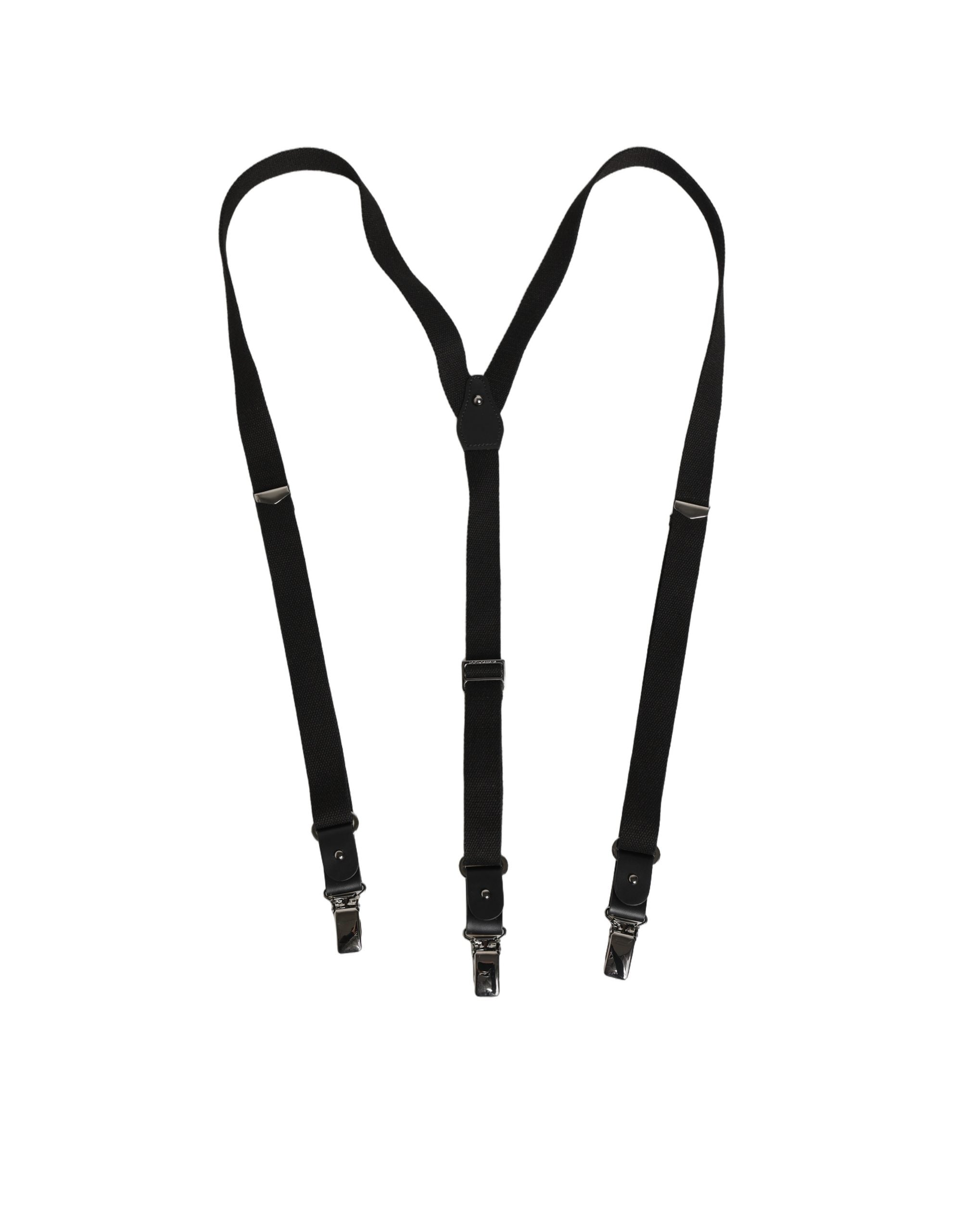 Dolce & Gabbana Black Cotton Leather Y-back Suspender Couture