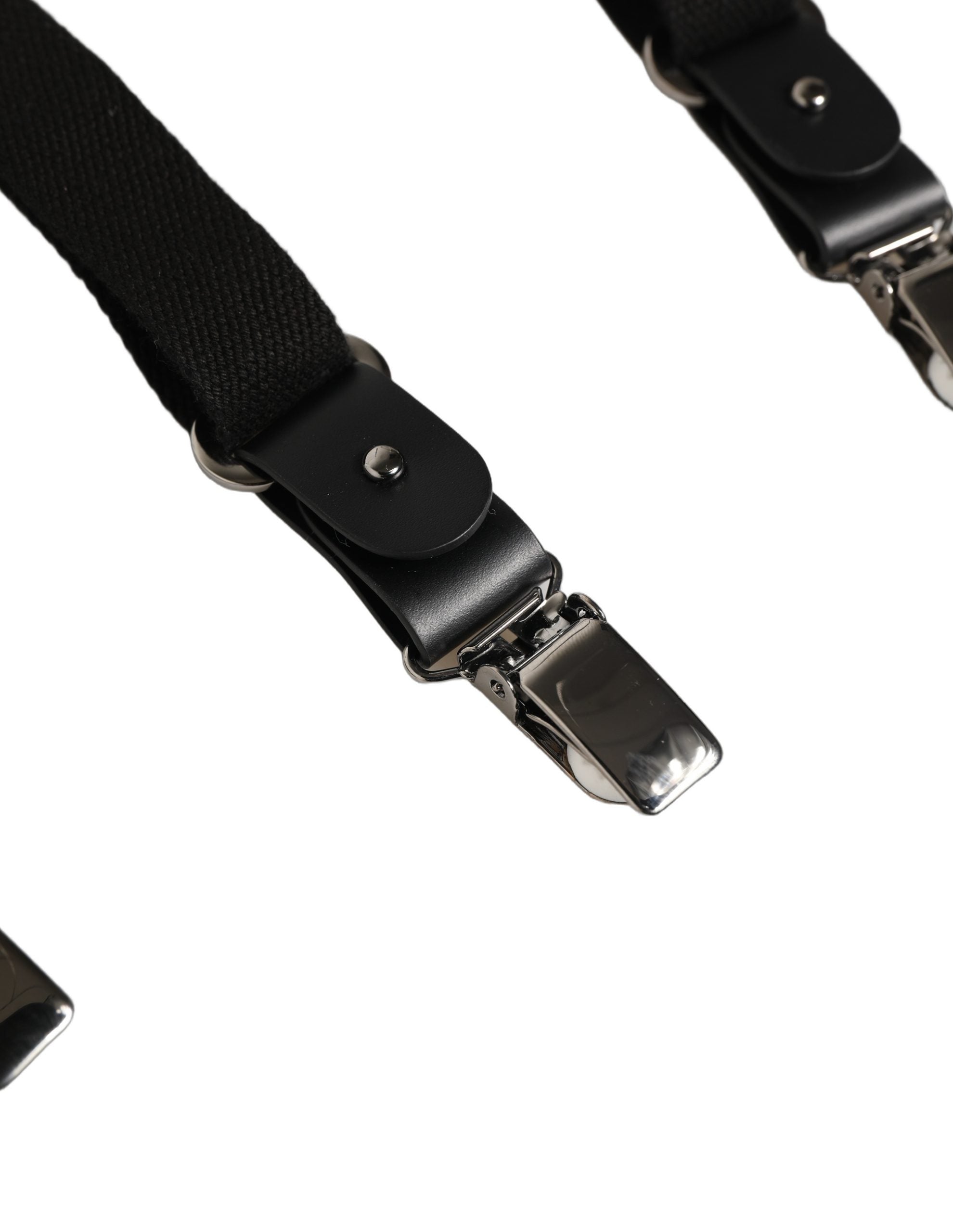 Dolce & Gabbana Black Cotton Leather Suspenders for Timeless Elegance