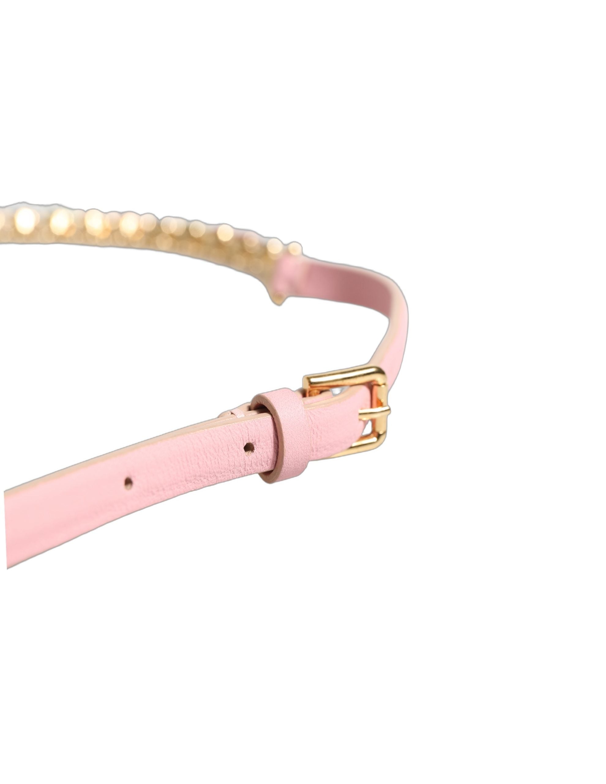 Dolce & Gabbana Pink Leather Crystal Chain Belt - Timeless Luxury
