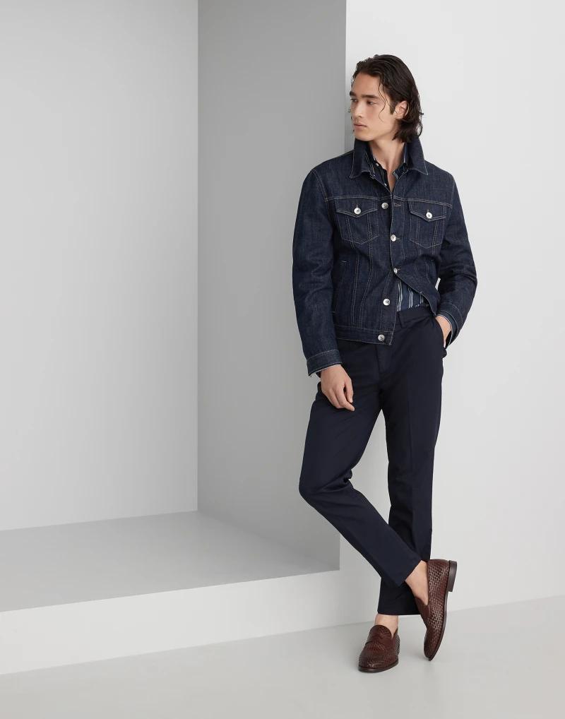Brunello Cucinelli Bicolor Linen Pattern Shirt