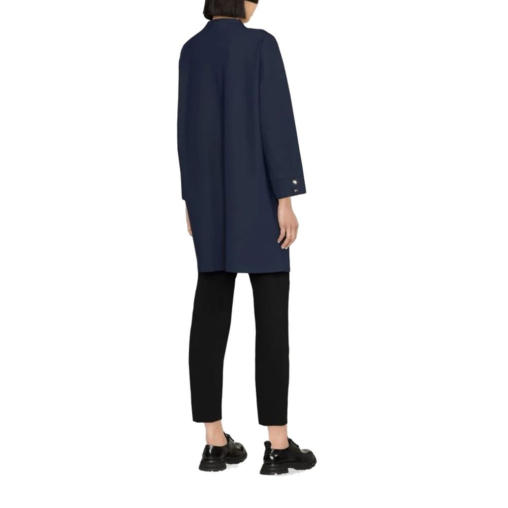 Indulge in the exquisite Herno Blue Elastane Coat, a masterpiece of craftsmanship and elegance, designed to elevate your wardrobe with luxurious sophistication.