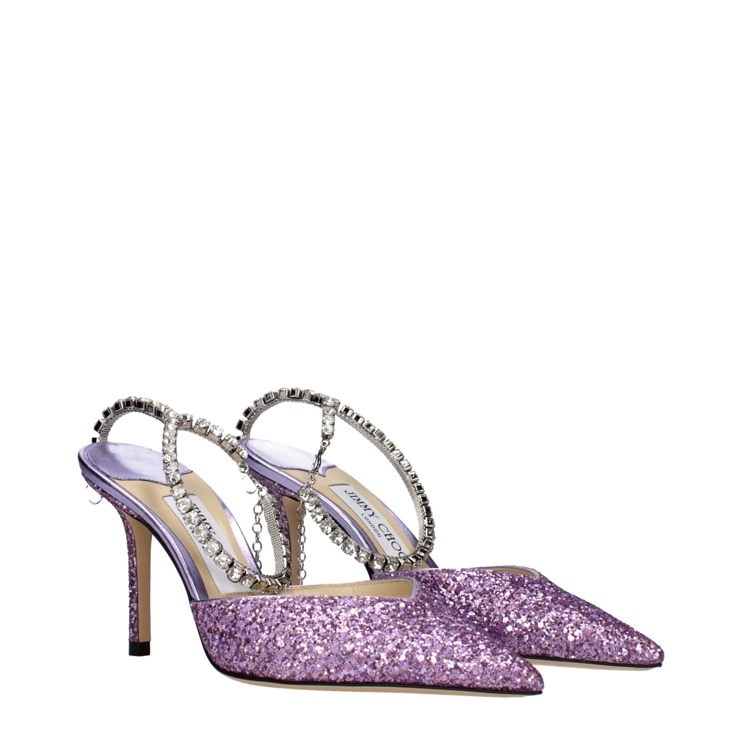 Step into the allure of Jimmy Choo Purple Plastic Stiletto Heel Sandals, where exquisite craftsmanship meets a striking glitter finish, elevating every moment in luxurious style.