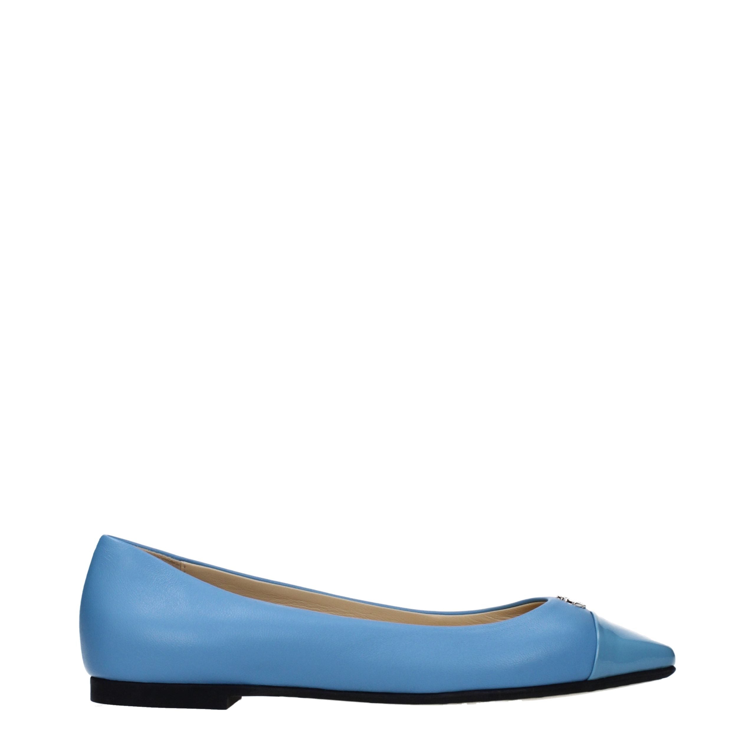 Experience the allure of Jimmy Choo Light Blue Leather Ballet Flats, where exquisite craftsmanship meets timeless elegance, perfect for the discerning individual.