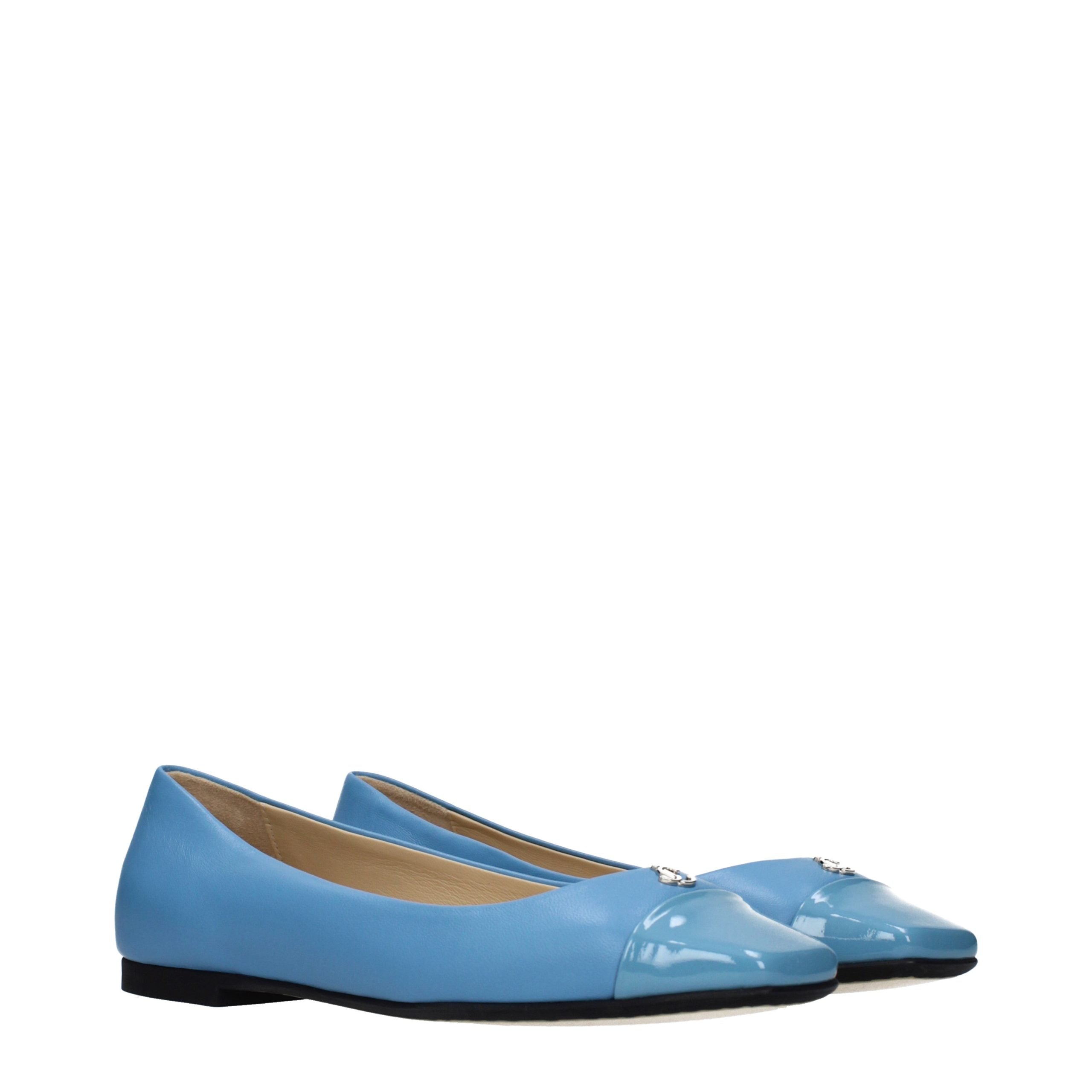 Experience the allure of Jimmy Choo Light Blue Leather Ballet Flats, where exquisite craftsmanship meets timeless elegance, perfect for the discerning individual.