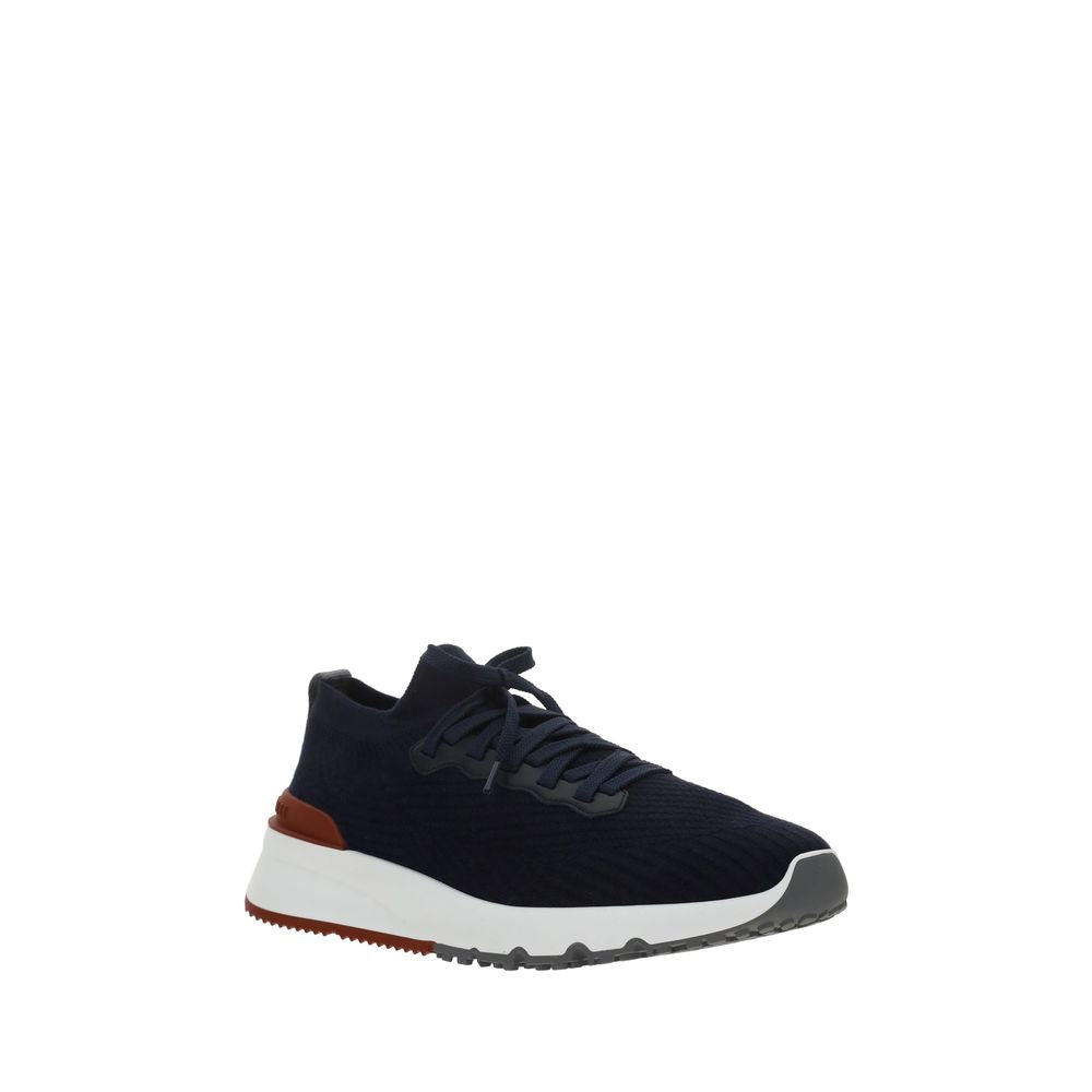 Brunello Cucinelli Blue Cotton Low Top Sneakers - Luxury Elegance